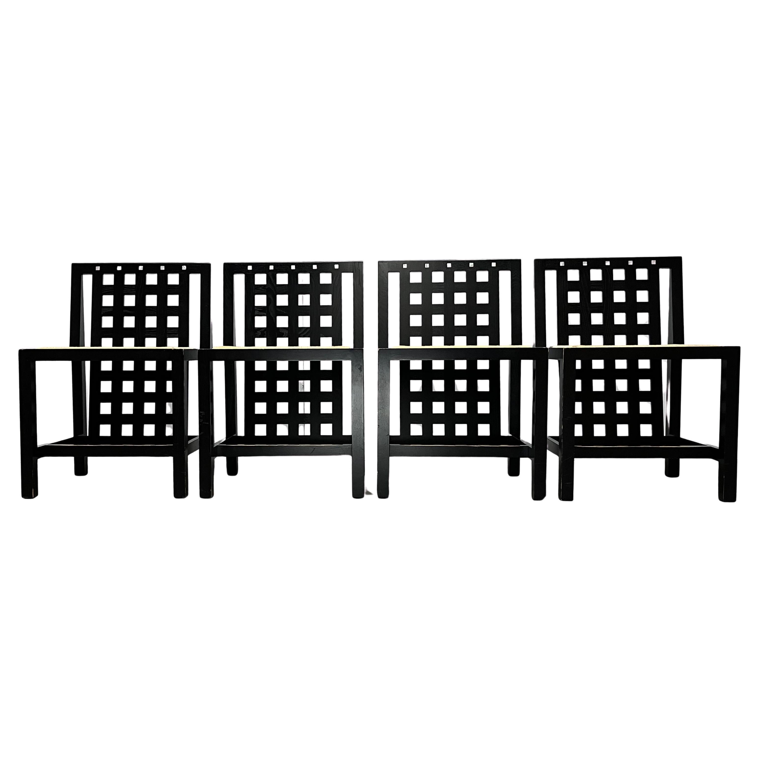 Satz von 4 italienischen 324 D. S. 3 Stühlen von Charles Rennie Mackintosh Cassina im Angebot