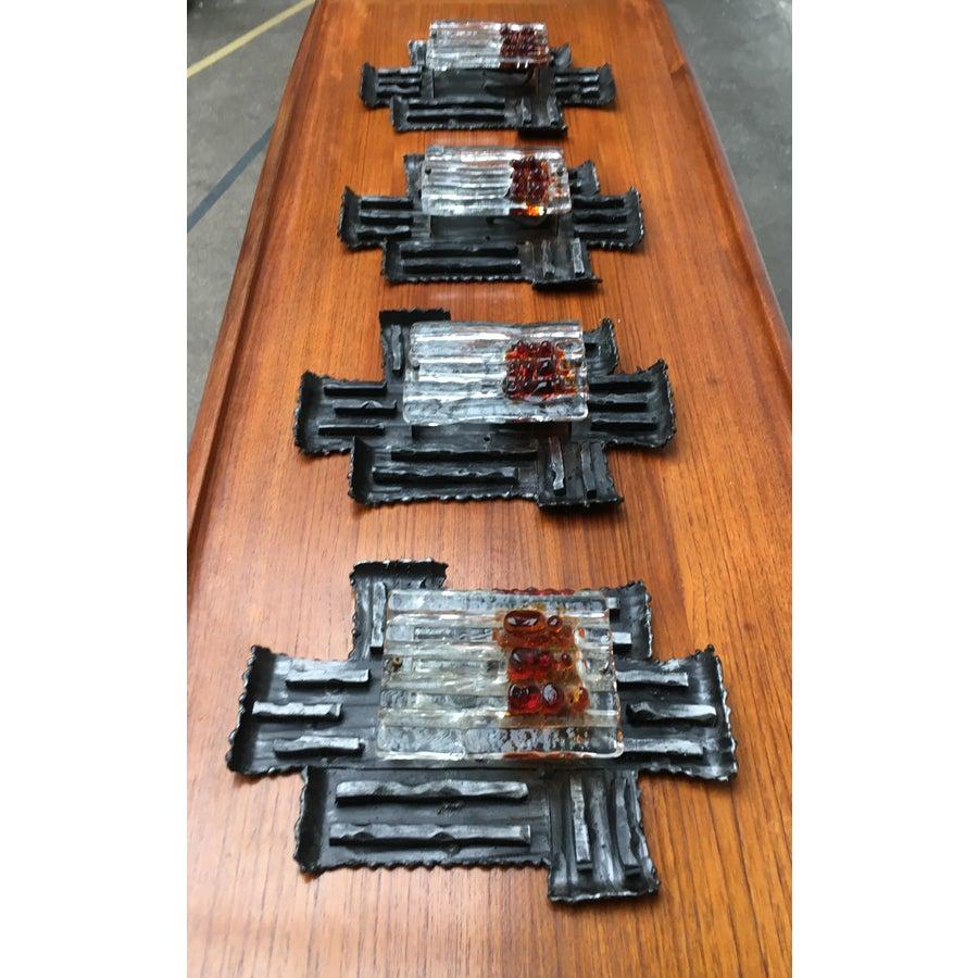 Ensemble de 4 lampes murales italiennes brutalistes en fer forgé d'Albano Poli en vente 4