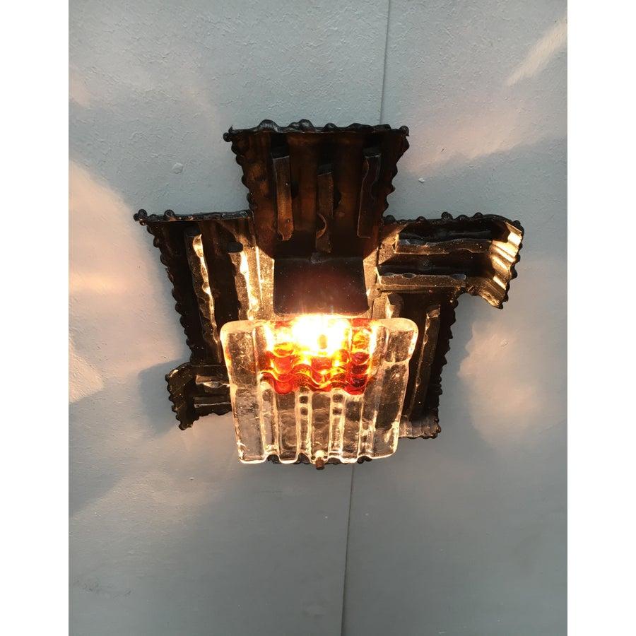 Ensemble de 4 lampes murales italiennes brutalistes en fer forgé d'Albano Poli en vente 5