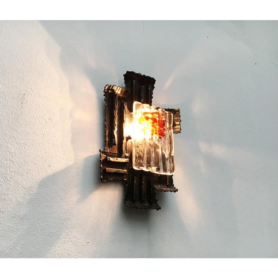 Brutalisme Ensemble de 4 lampes murales italiennes brutalistes en fer forgé d'Albano Poli en vente