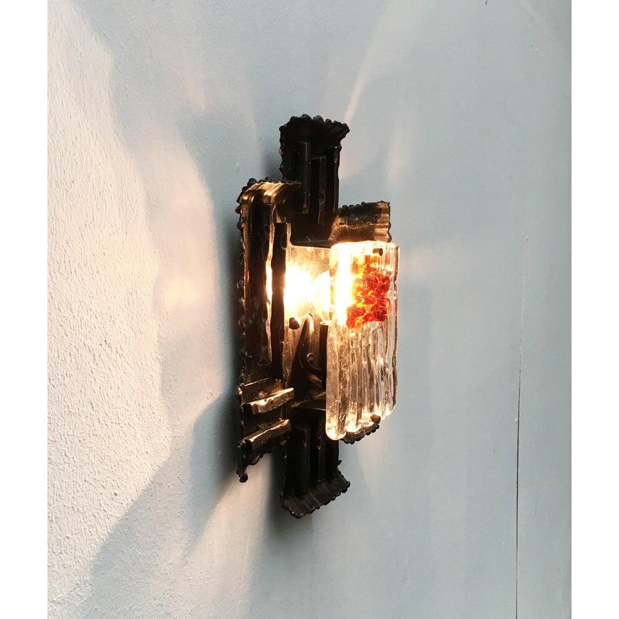 20ième siècle Ensemble de 4 lampes murales italiennes brutalistes en fer forgé d'Albano Poli en vente