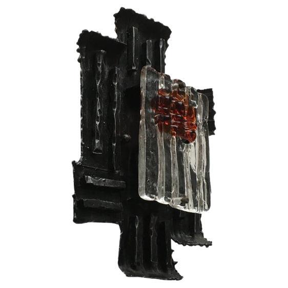 Set of 4 Vintage Italian Brutalist Wrought Iron Wall Lamp by Albano Poli