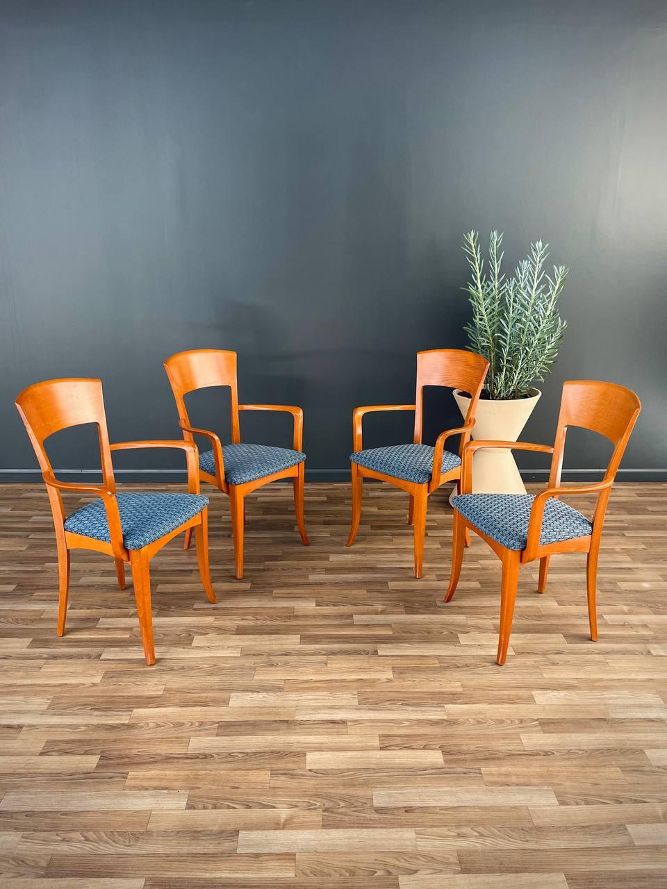 Set of 4 Vintage Italian Cherry Wood Dining Chairs by Antonio Sibau In Good Condition For Sale In Los Angeles, CA