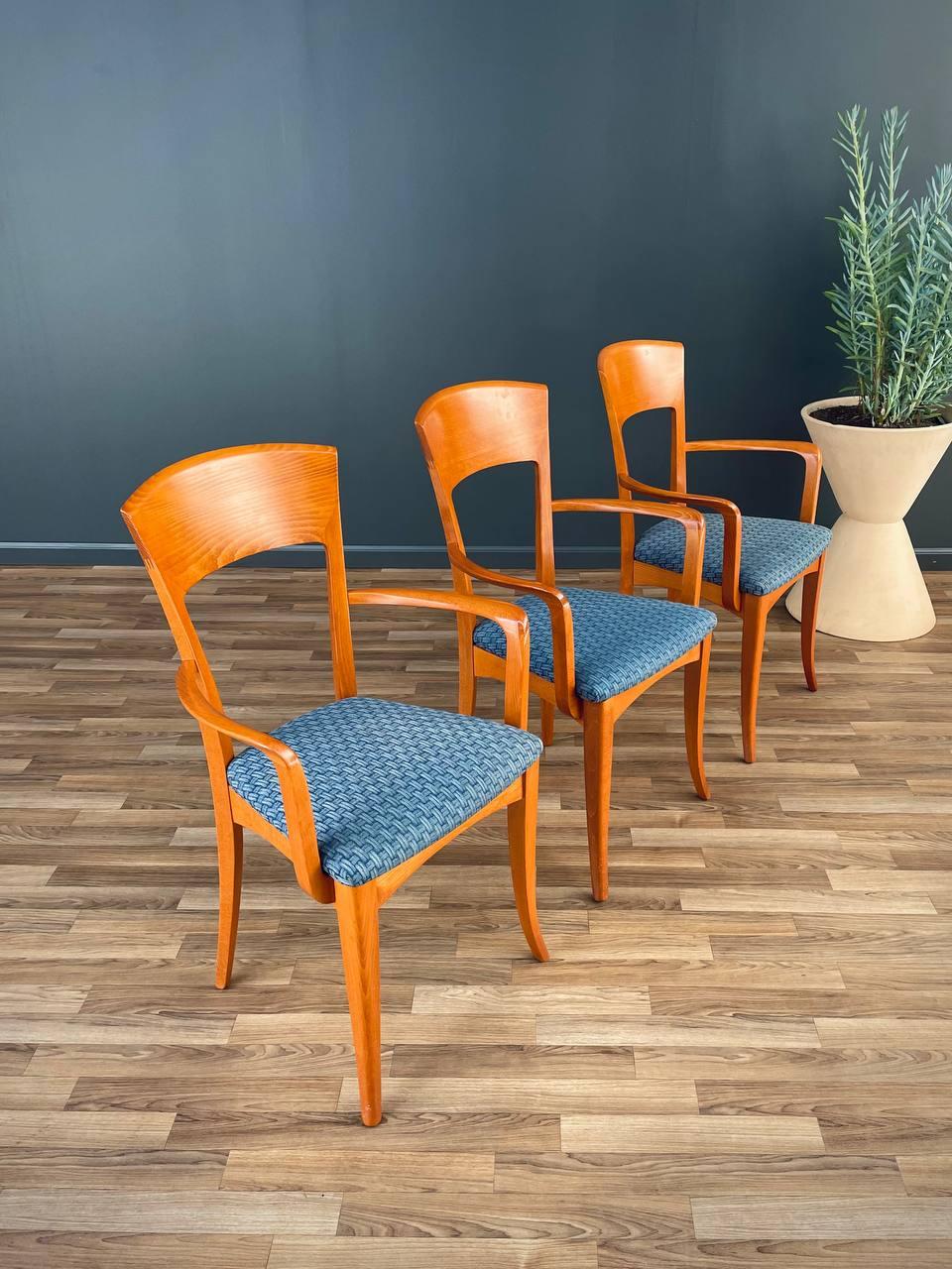 Late 20th Century Set of 4 Vintage Italian Cherry Wood Dining Chairs by Antonio Sibau For Sale