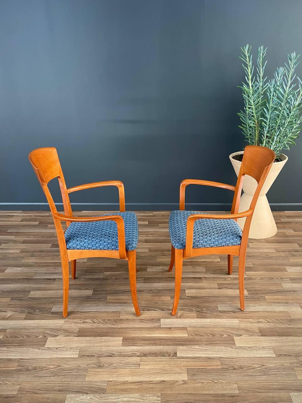 Fabric Set of 4 Vintage Italian Cherry Wood Dining Chairs by Antonio Sibau For Sale