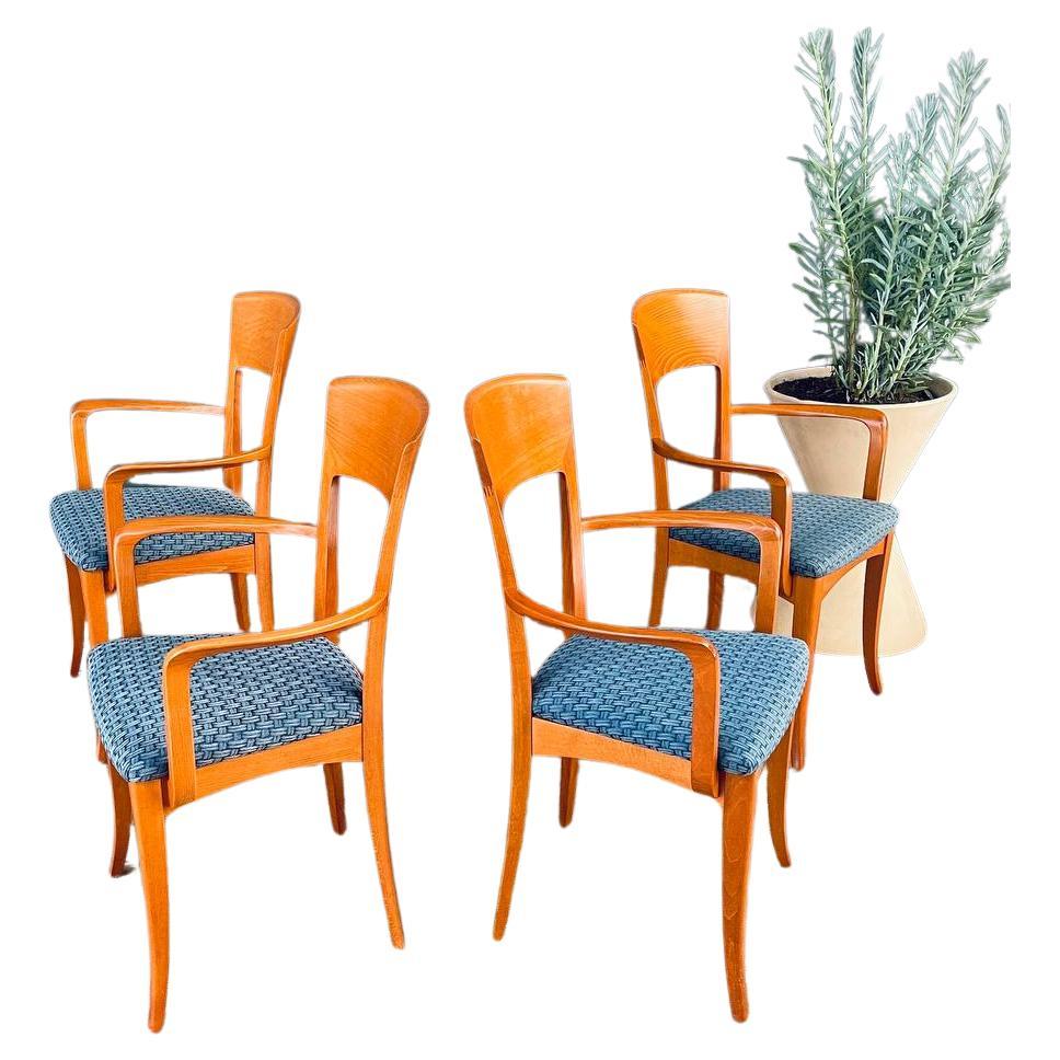 Set of 4 Vintage Italian Cherry Wood Dining Chairs by Antonio Sibau