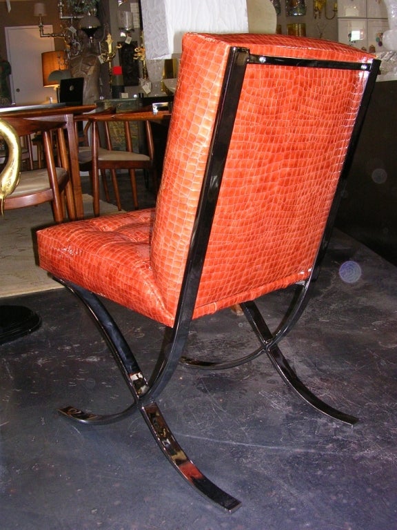 Set of 4 Vintage Italian Mini Barcelona Chairs In Excellent Condition In Los Angeles, CA