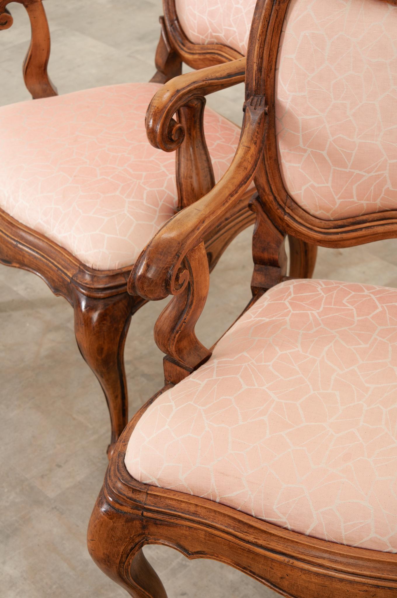 Set of 4 Vintage Italian Rococo Arm Chairs For Sale 7