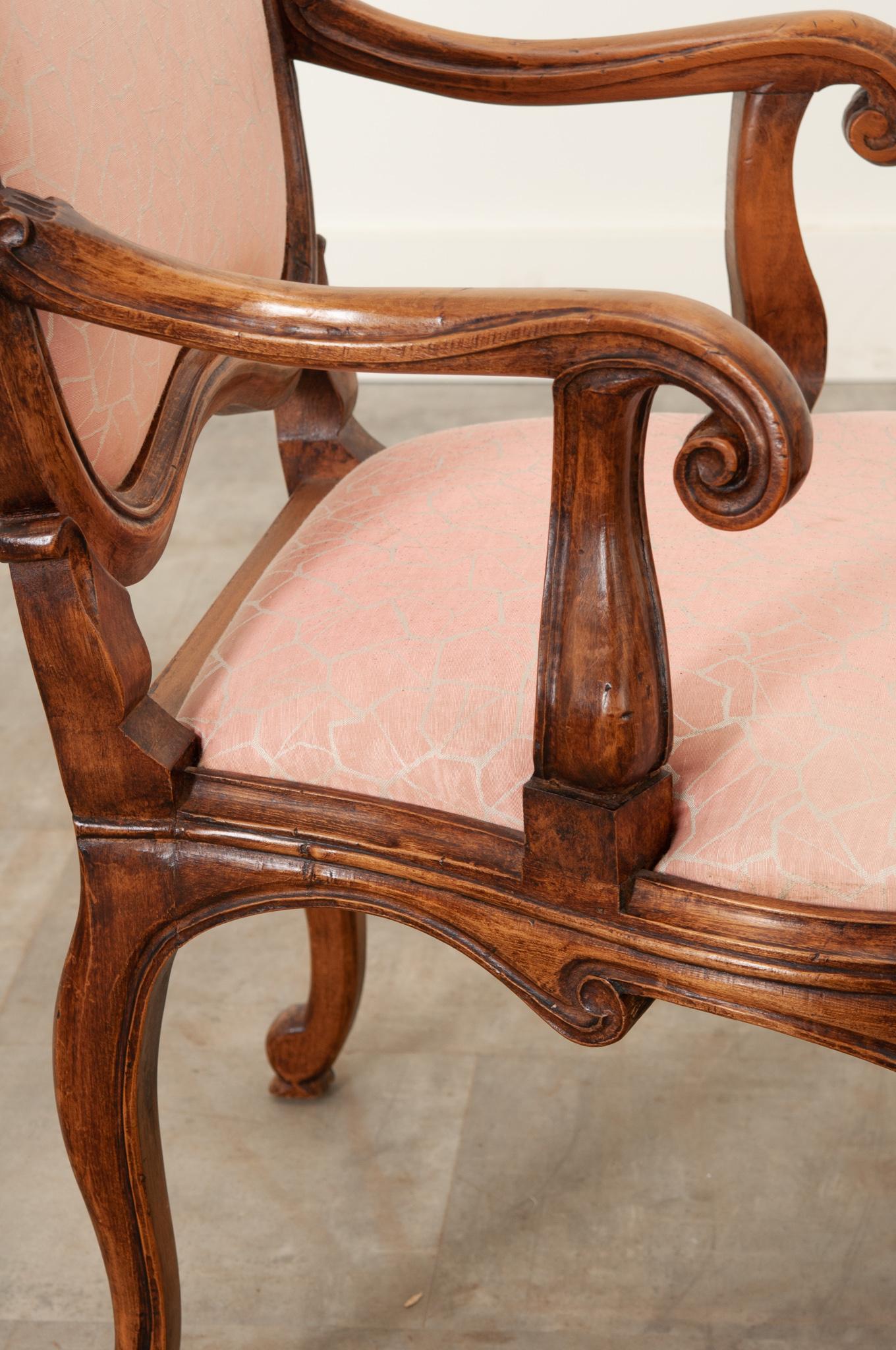 Set of 4 Vintage Italian Rococo Arm Chairs For Sale 12