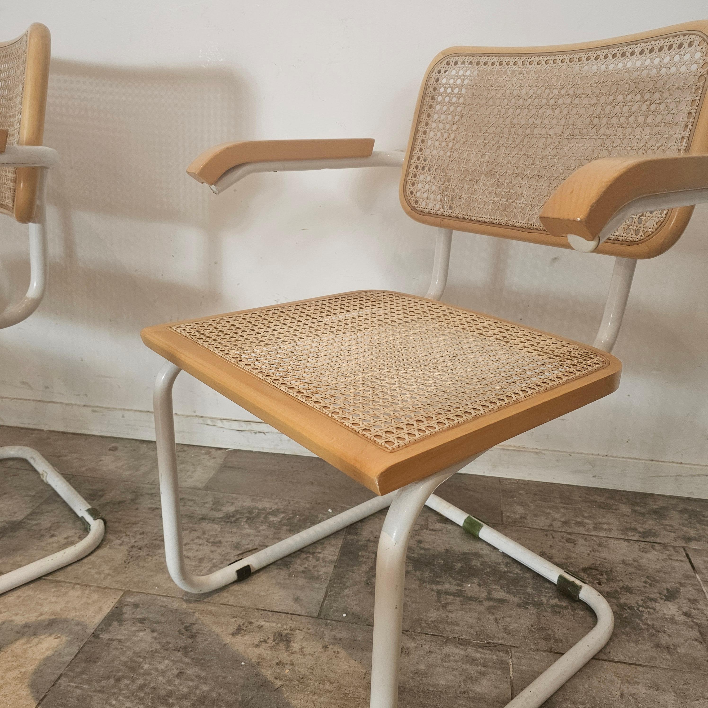Fine XX secolo Set di 4 sedie a slitta italiane vintage in Beeche e alluminio cromato, anni '70 in vendita