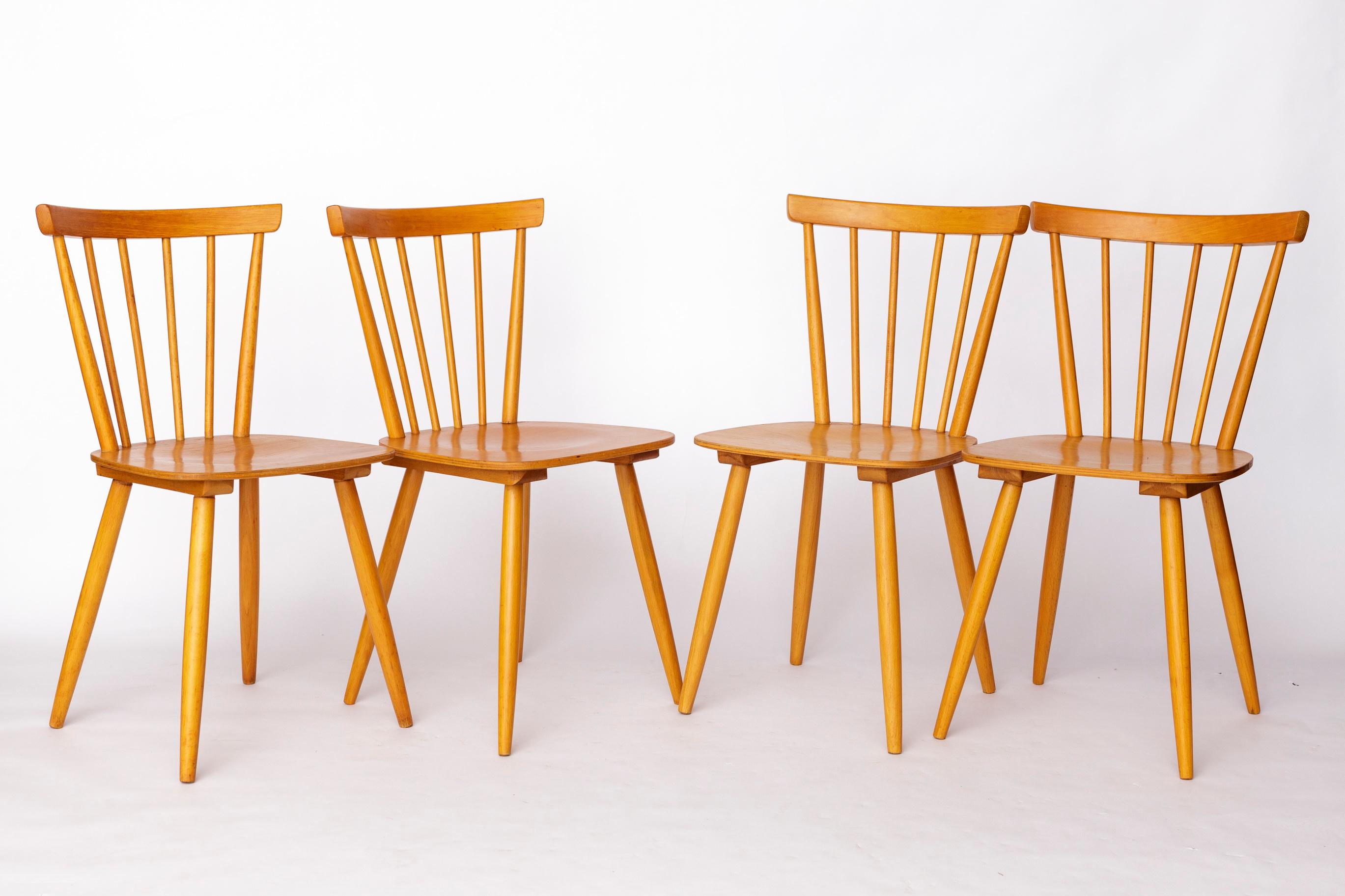 Set di 4 sedie da cucina vintage, design olandese degli anni '60, struttura in Wood in vendita 1