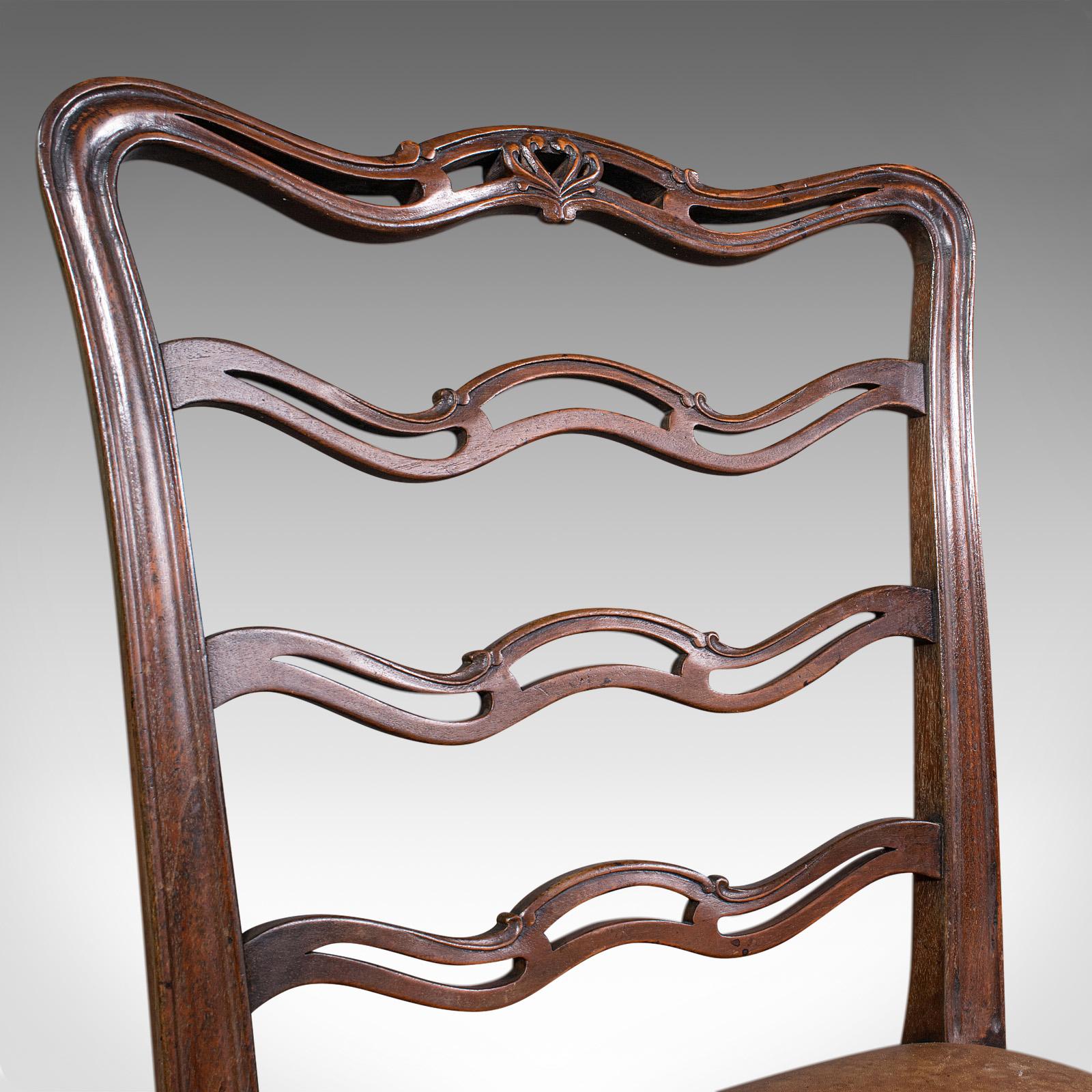 Ensemble de 4 chaises vintage irlandaises à dossier en échelle, sculpteur, assise, Art Déco, vers 1940 en vente 5