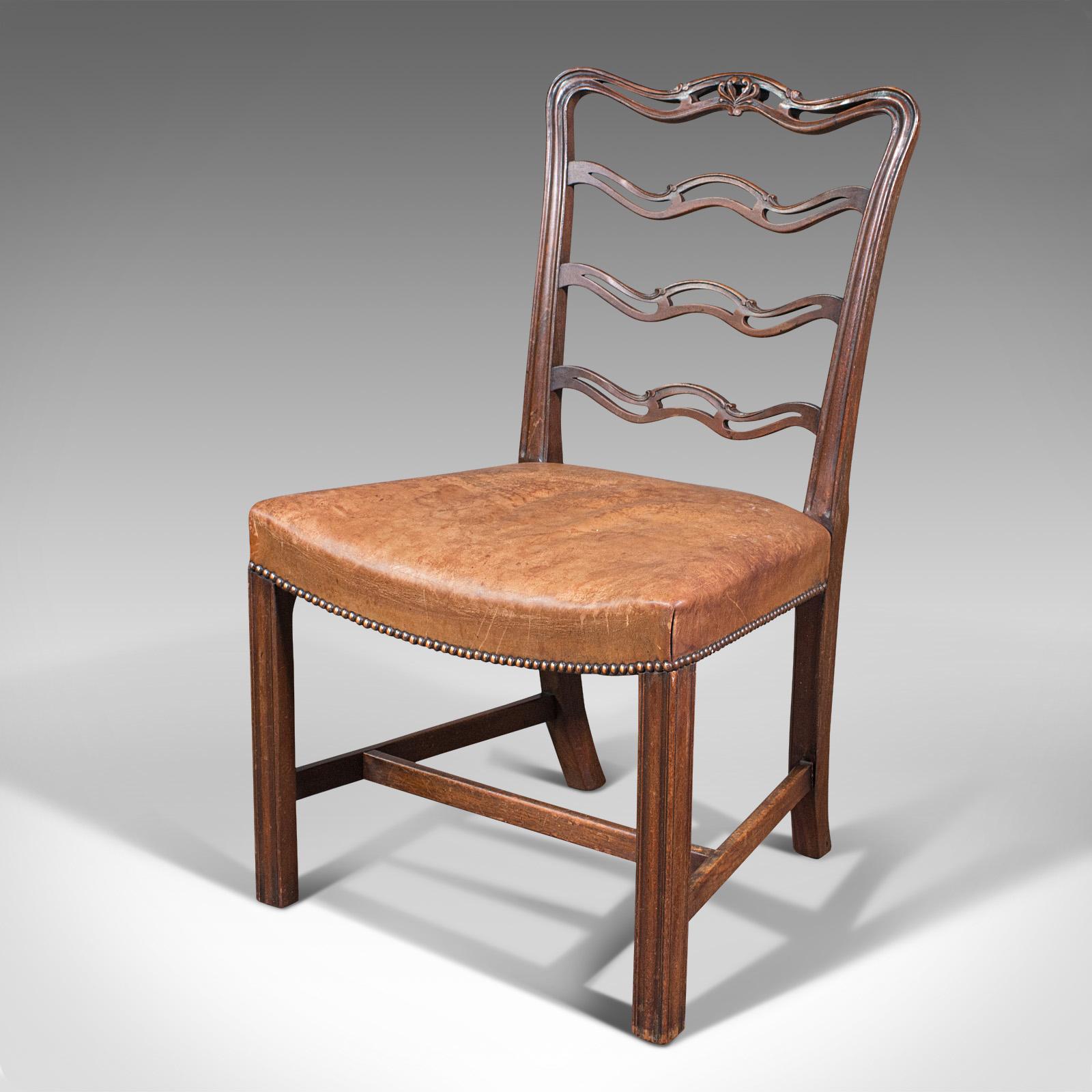 20th Century Set of 4 Vintage Ladder Back Chairs, Irish, Carver, Seat, Art Deco, Circa 1940 For Sale