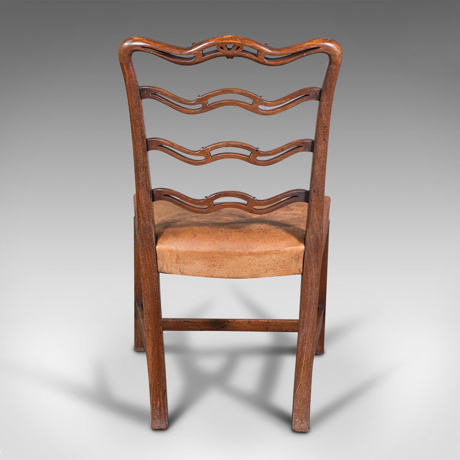 Set of 4 Vintage Ladder Back Chairs, Irish, Carver, Seat, Art Deco, Circa 1940 For Sale 1