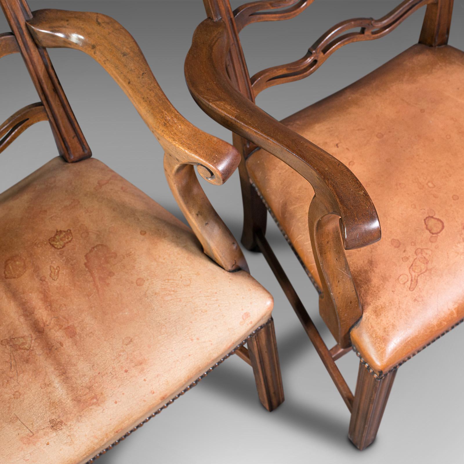 Ensemble de 4 chaises vintage irlandaises à dossier en échelle, sculpteur, assise, Art Déco, vers 1940 en vente 3