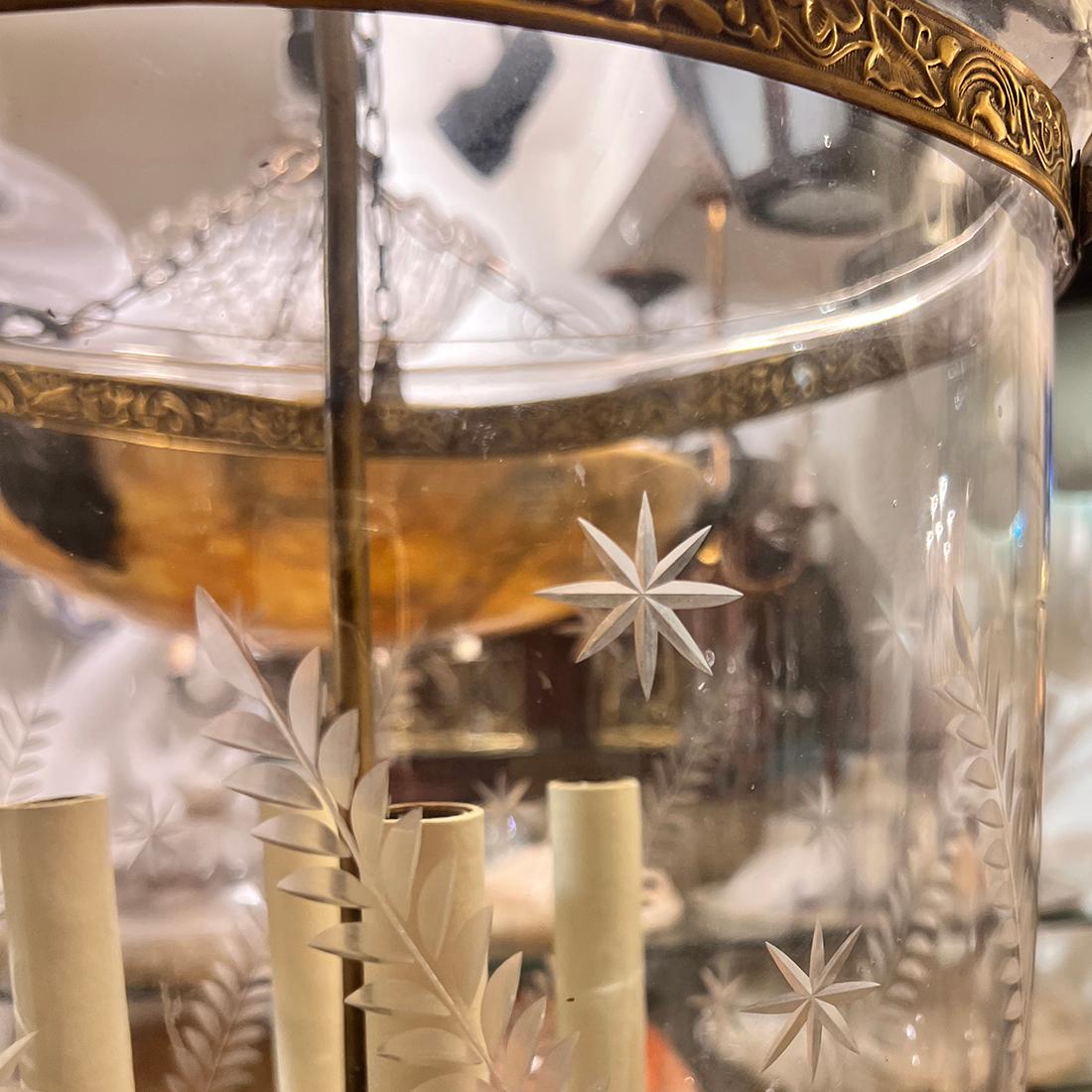 Satz von 4 großen geätzten Vintage-Laternen, einzeln erhältlich (amerikanisch) im Angebot