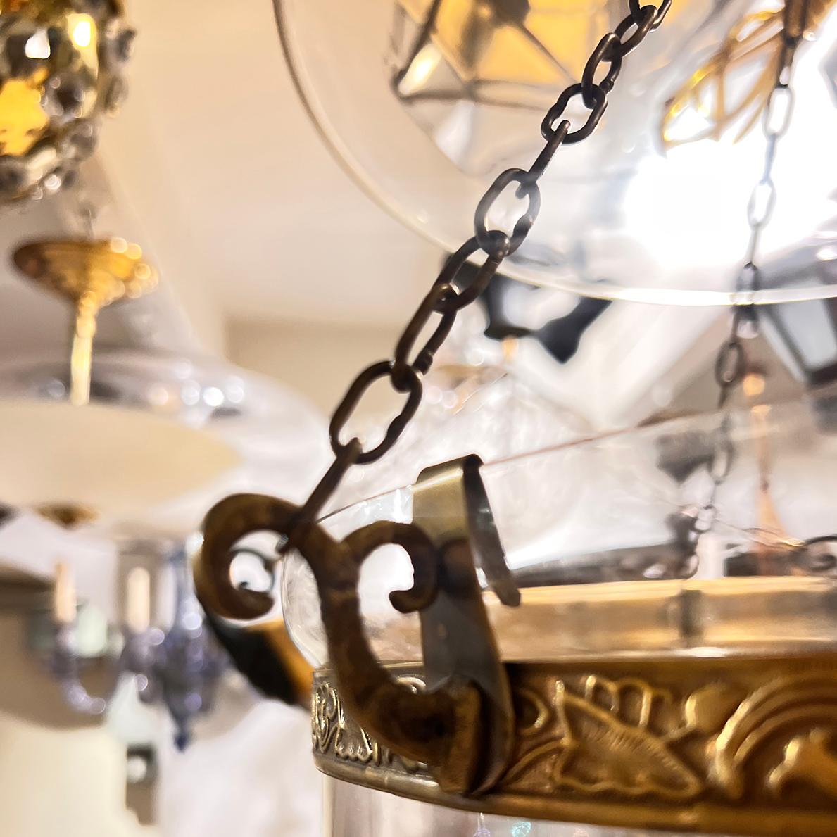 American Set of 4 Vintage Large Etched Lanterns, Sold Individually. For Sale