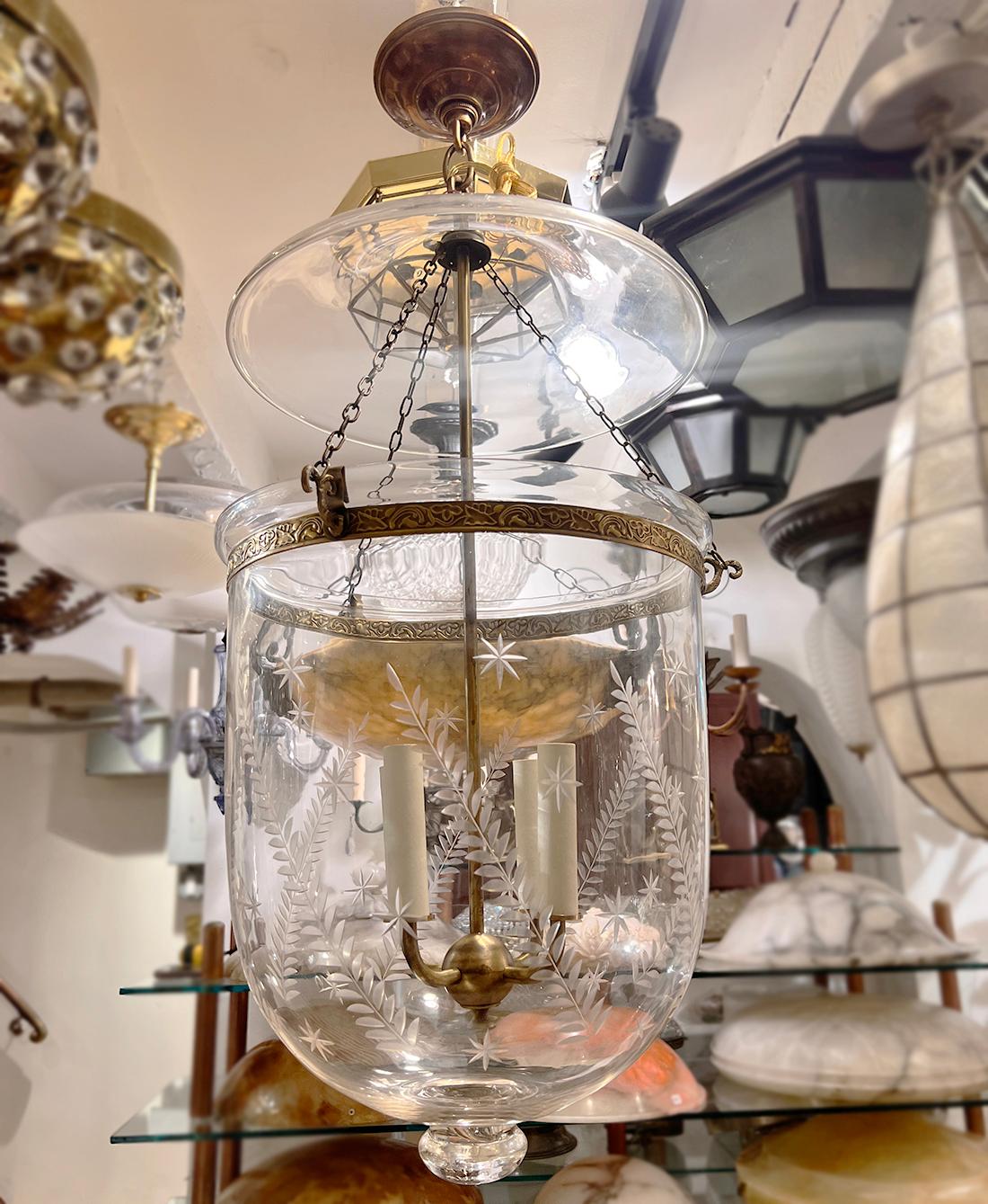 Satz von 4 großen geätzten Vintage-Laternen, einzeln erhältlich (Mitte des 20. Jahrhunderts) im Angebot