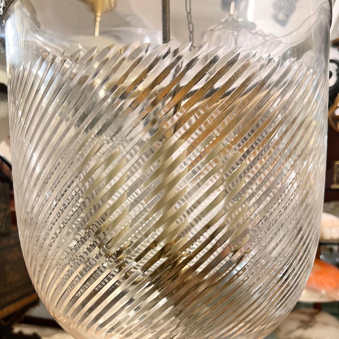 Glass Set of 4 Vintage Large Etched Lanterns, Sold Individually. For Sale