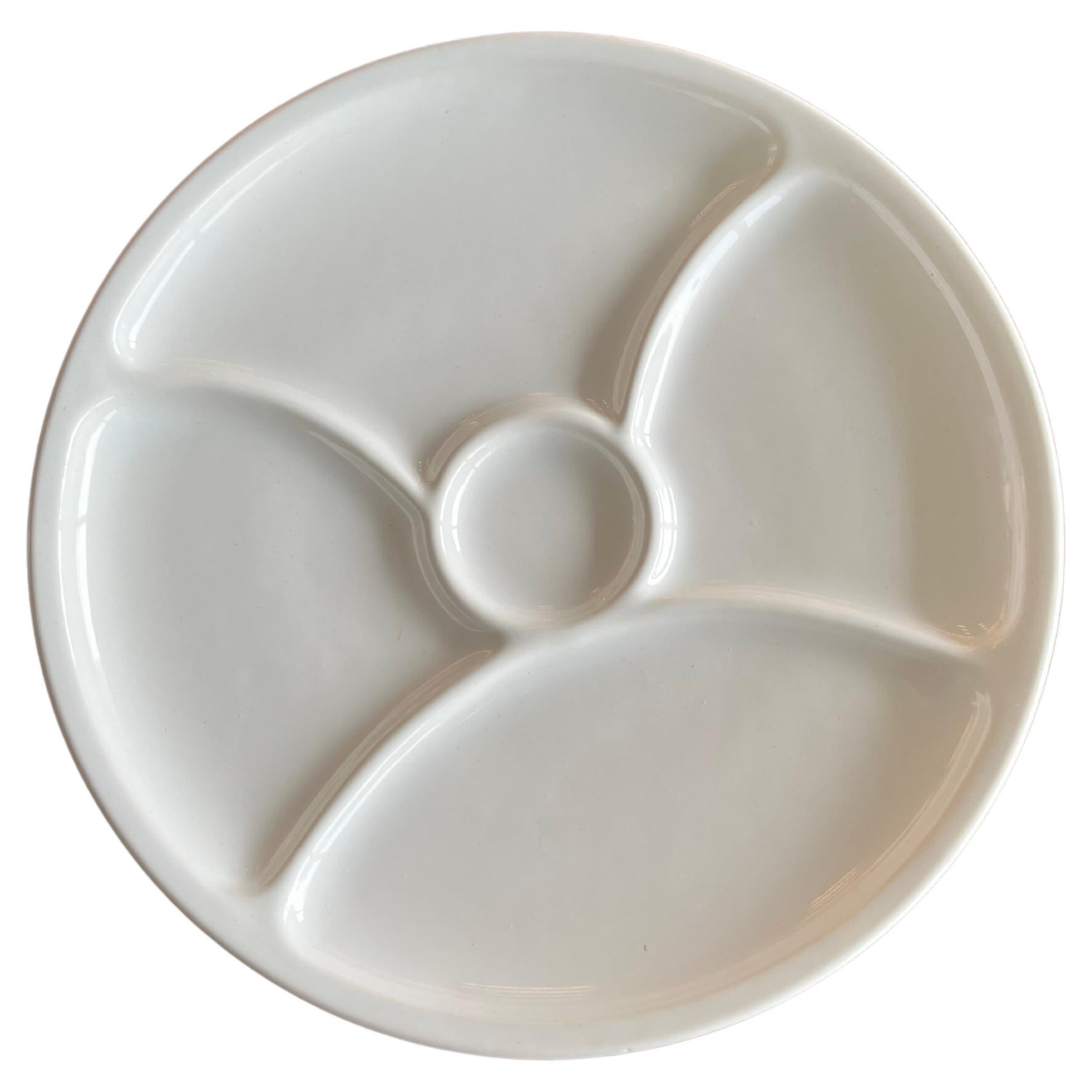 Set of 4 Vintage Le Creuset Divided Snack Plates for Sushi, Tapas.