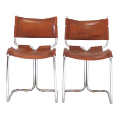 Set of 4 Vintage Leather Chrome Side Chair