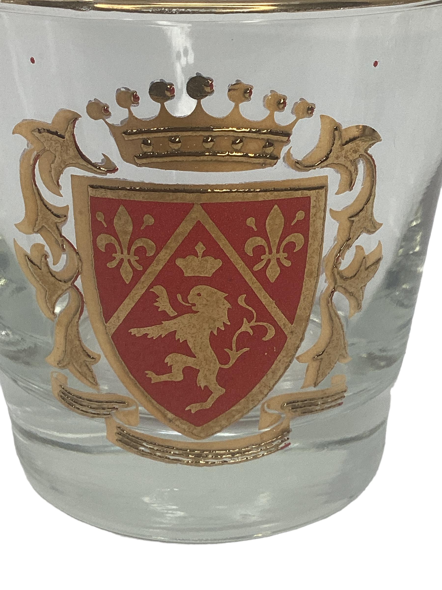 20th Century Set of 4 Vintage Libbey Rocks Glasses with Rampant Lions  For Sale