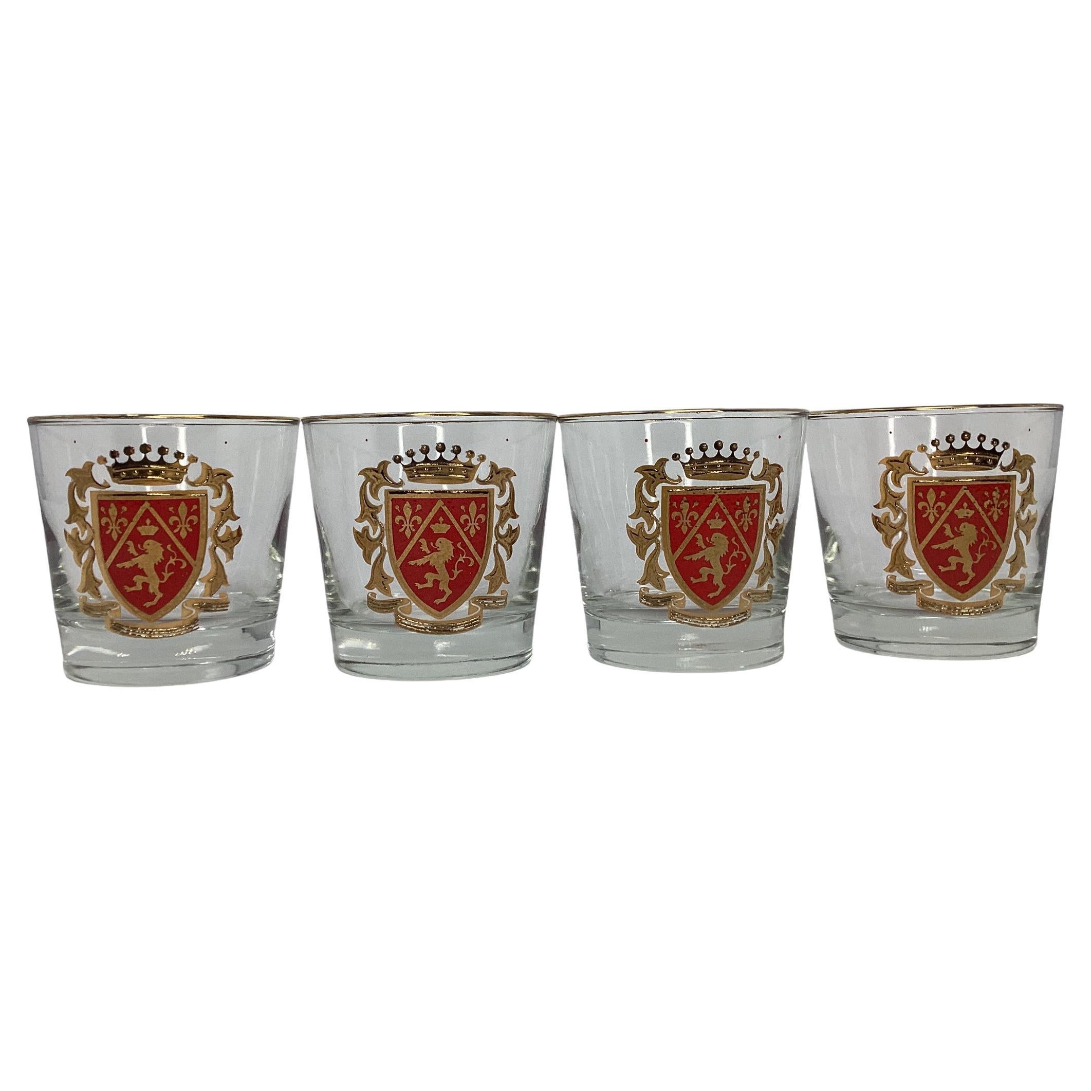 Set di 4 bicchieri da ghiaccio Libbey vintage con leoni rampanti
