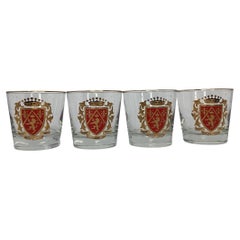 Set von 4 Libbey-Gläsern im Vintage-Stil mit verblüffenden Löwen 
