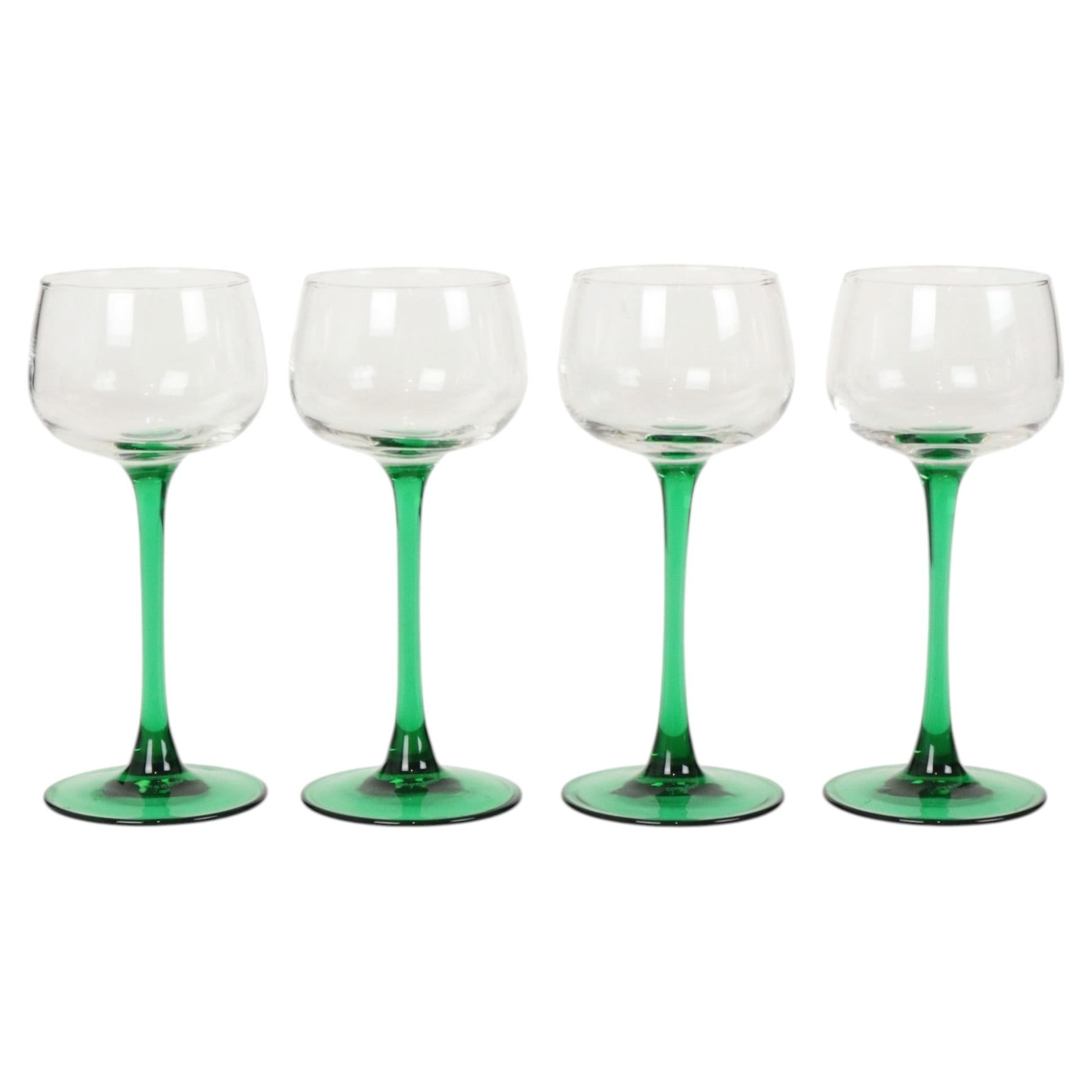 Set de 4 verres à vin Vintage Luminarc Alsace Tiges vertes étroites en vente