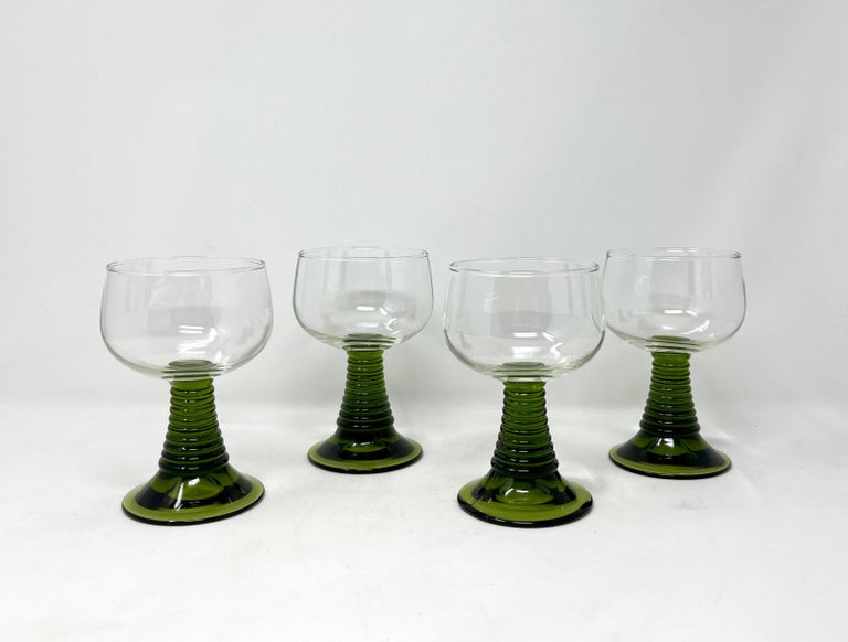 Set of 4 Vintage Luminarc France Green Beehive Stem Wine Roemer Glasses For  Sale at 1stDibs