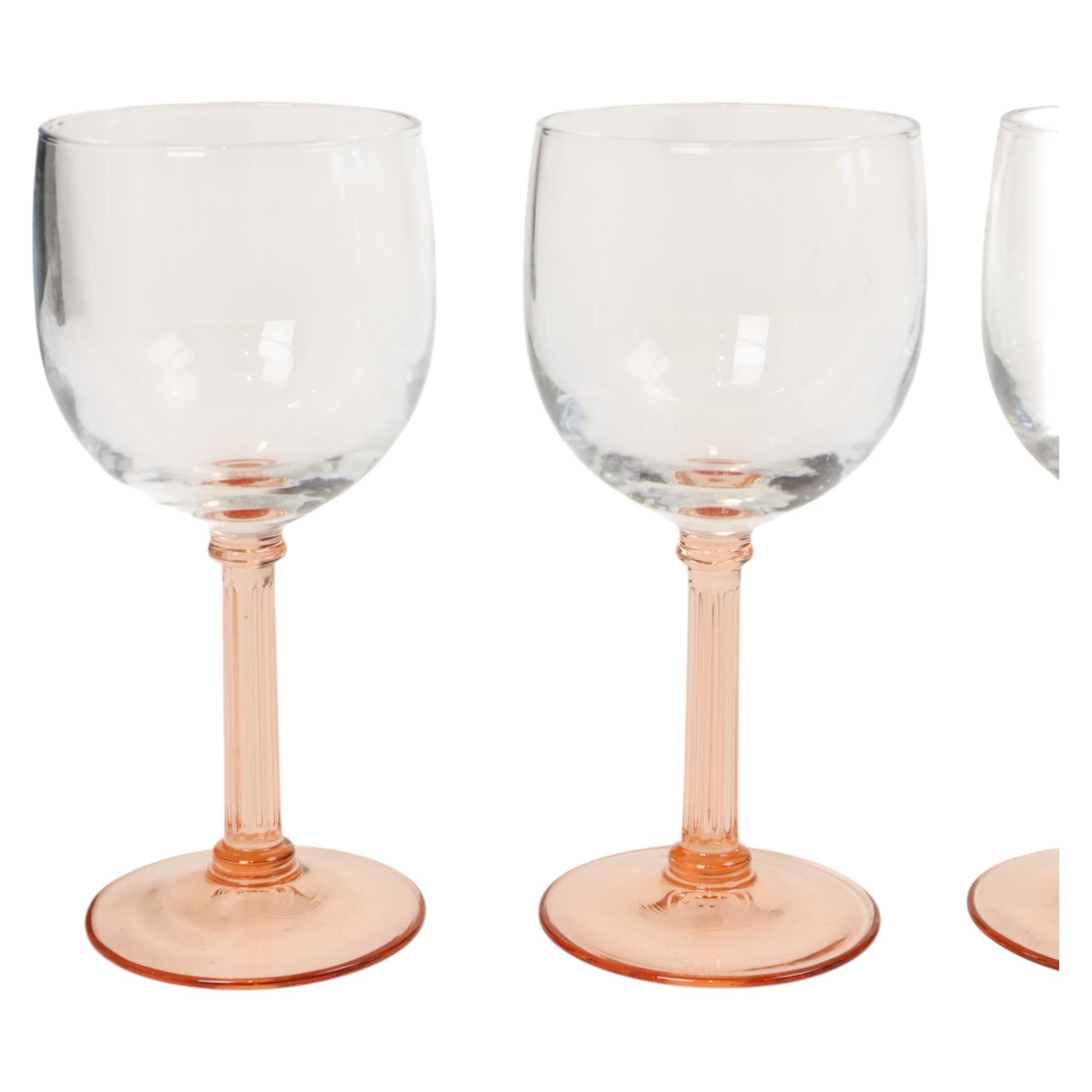 Set de 4 Copas de Vino Vintage Luminarc Pie Rosa siglo XX en venta