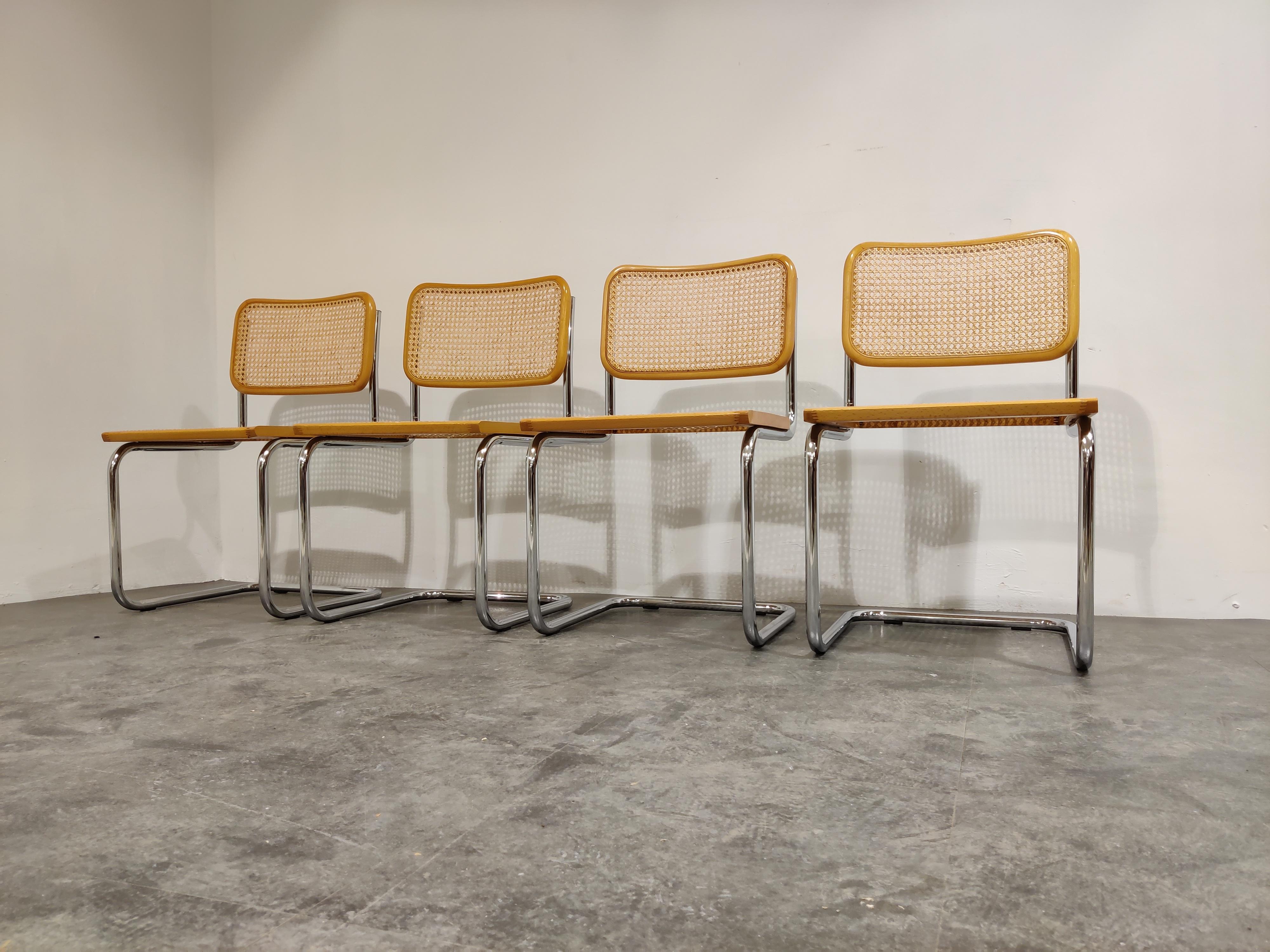 Bauhaus Set of 4 Vintage Marcel Breuer Cesca Chairs, Made in Italy, 1970s