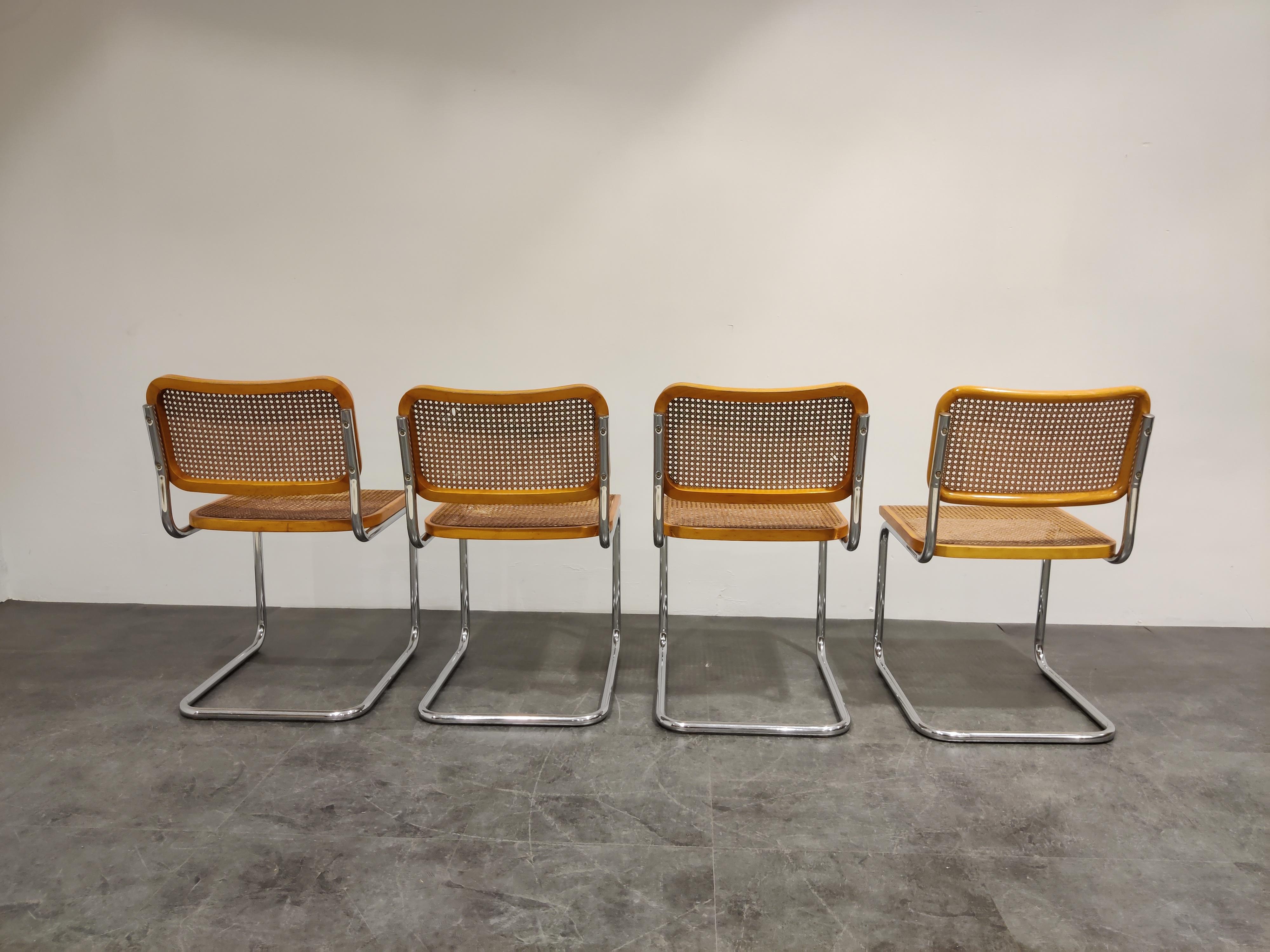 Bauhaus Set of 4 Vintage Marcel Breuer Cesca Chairs, Made in Italy, 1970s
