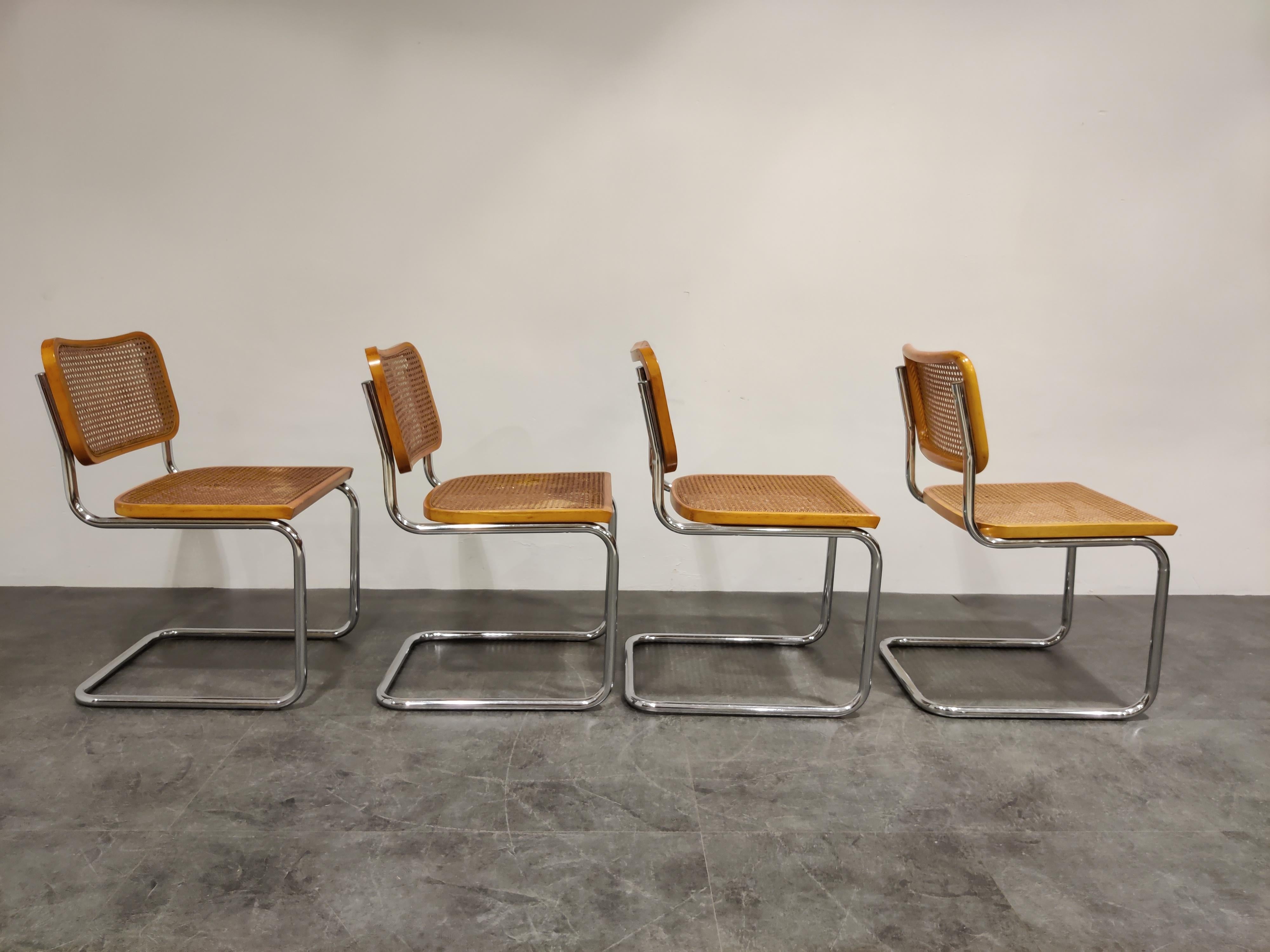 Italian Set of 4 Vintage Marcel Breuer Cesca Chairs, Made in Italy, 1970s