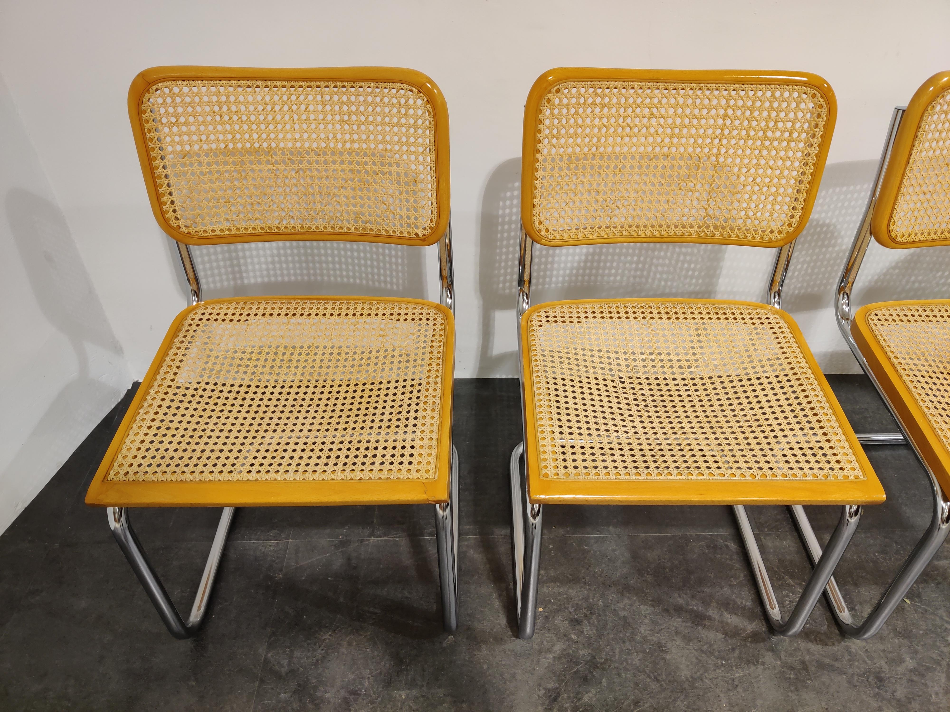 Late 20th Century Set of 4 Vintage Marcel Breuer Cesca Chairs, Made in Italy, 1970s