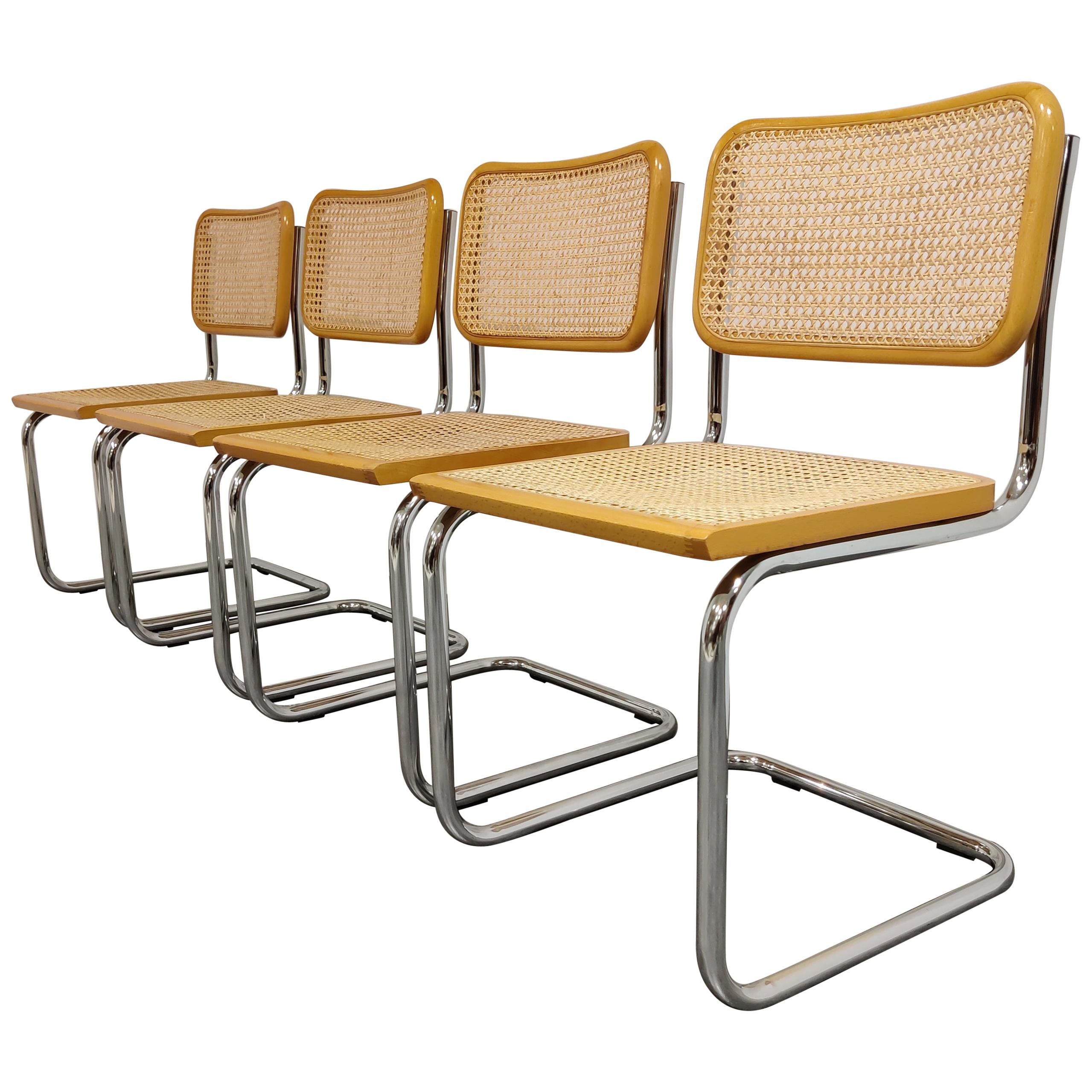 Set of 4 Vintage Marcel Breuer Cesca Chairs, Made in Italy, 1970s