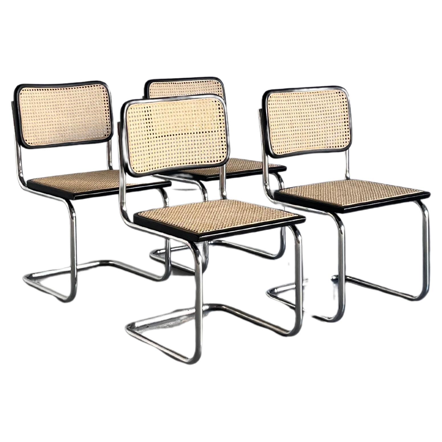 Set of 4 Vintage Marcel Breuer Cesca Design Mid-Century Cantilever Chairs, B32 For Sale