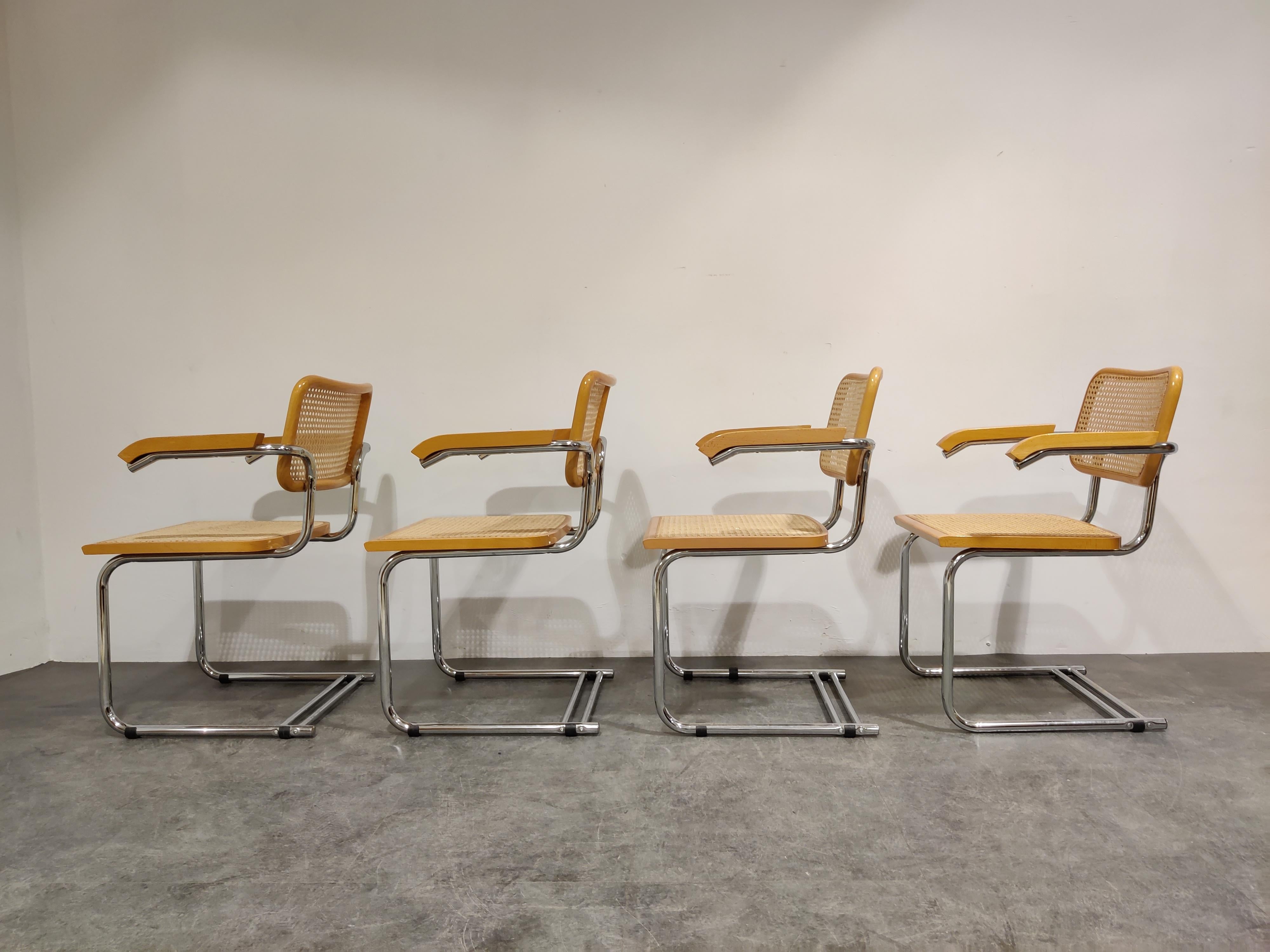 Italian Set of 4 Vintage Marcel Breuer Style Armchairs, Made in Italy, 1970s