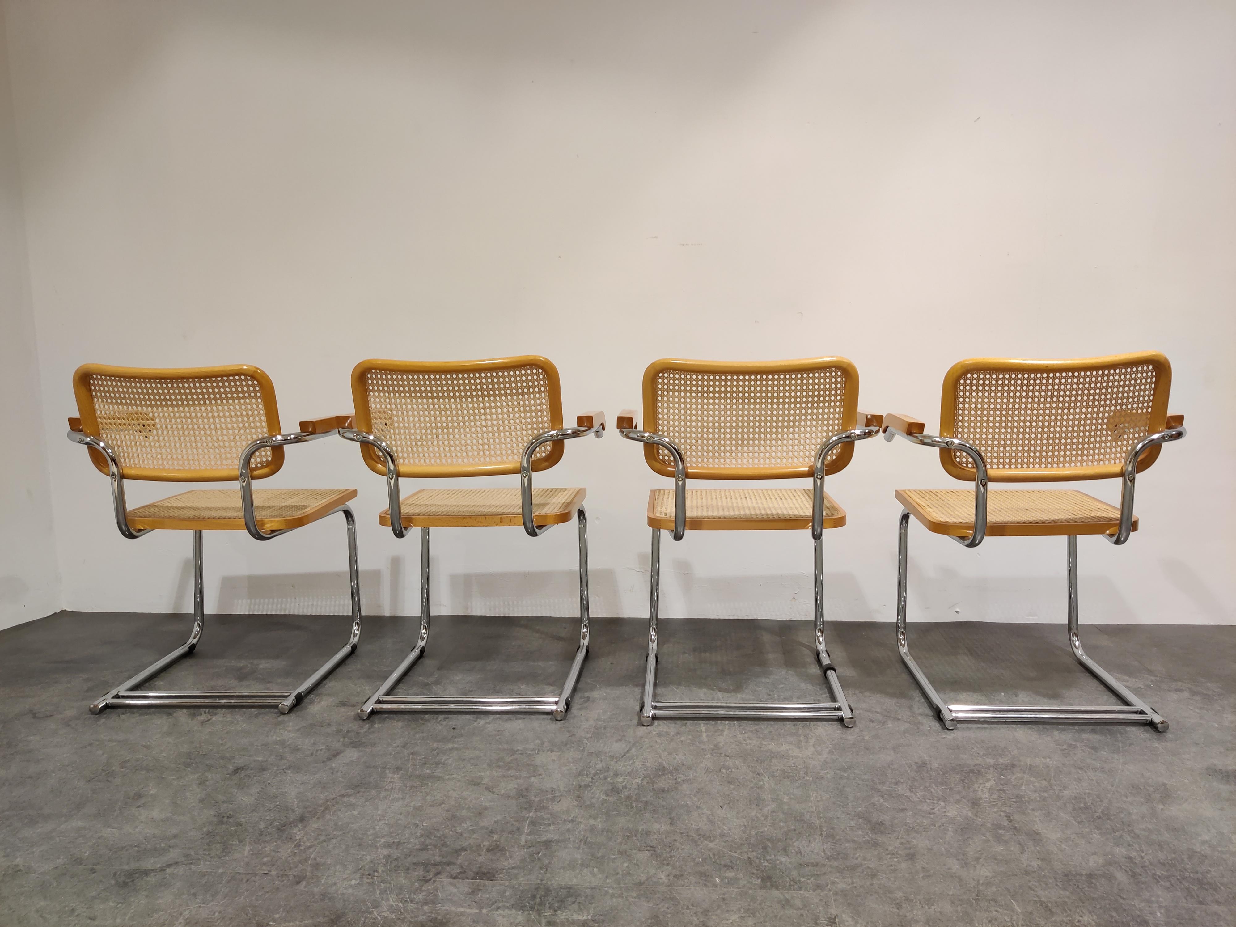 Set of 4 Vintage Marcel Breuer Style Armchairs, Made in Italy, 1970s In Good Condition In HEVERLEE, BE