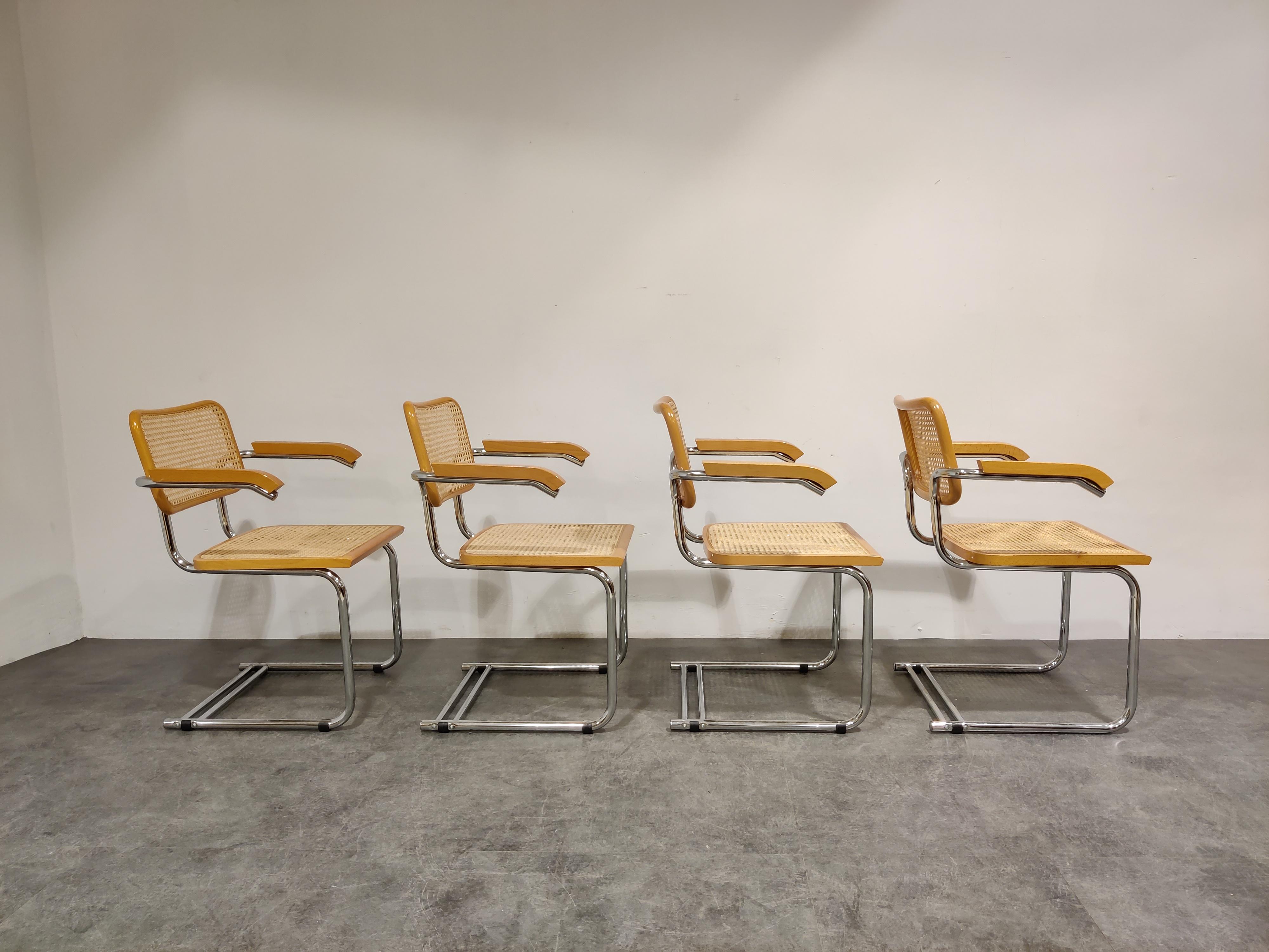 Late 20th Century Set of 4 Vintage Marcel Breuer Style Armchairs, Made in Italy, 1970s