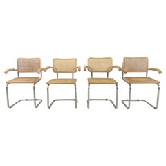 Set of 4 Vintage Marcel Breuer Style Armchairs, Made in Italy, 1970s