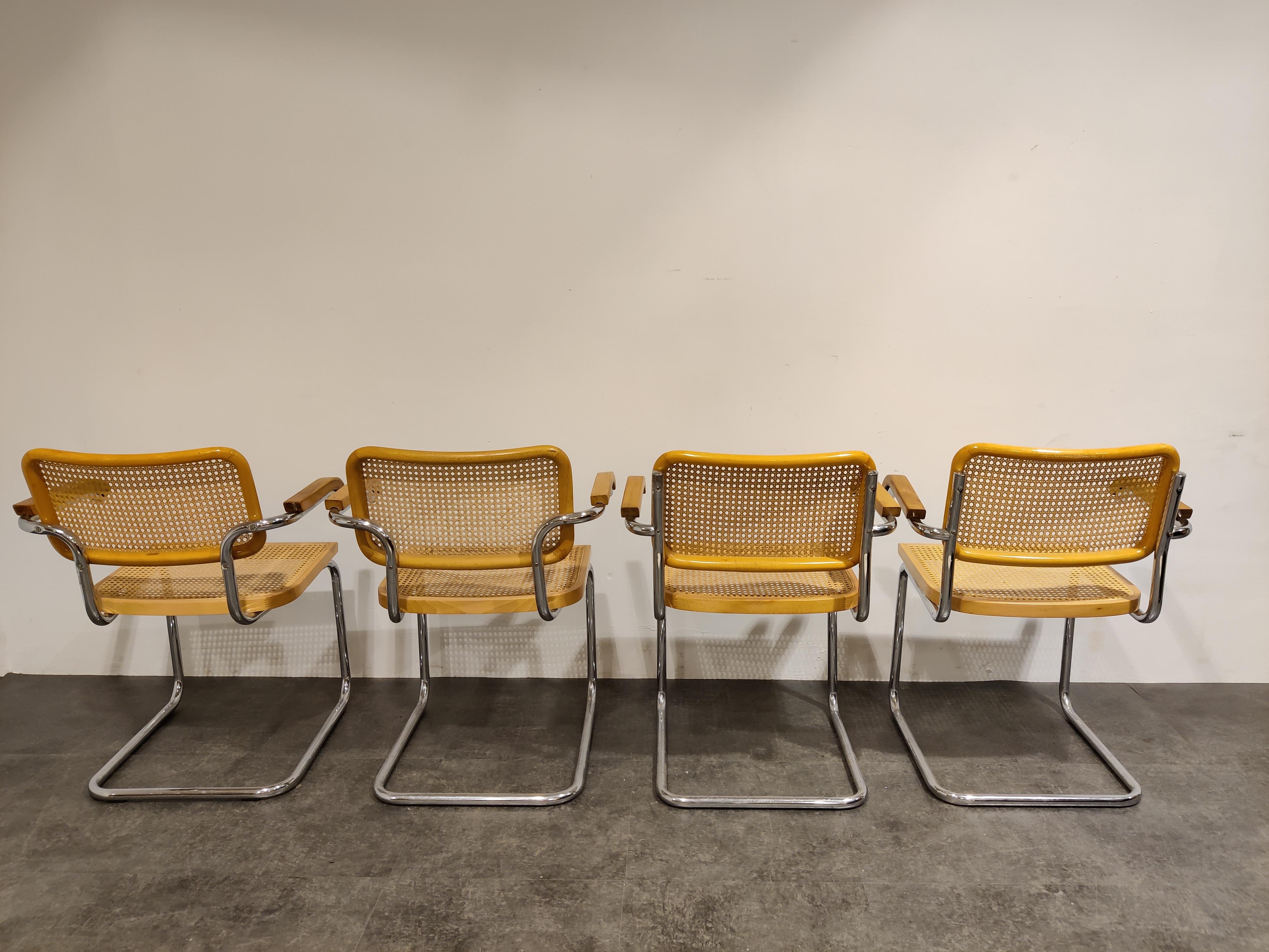 Set of 4 Vintage Marcel Breuer Style Cesca Chairs, Made in Italy, 1970s In Good Condition In HEVERLEE, BE