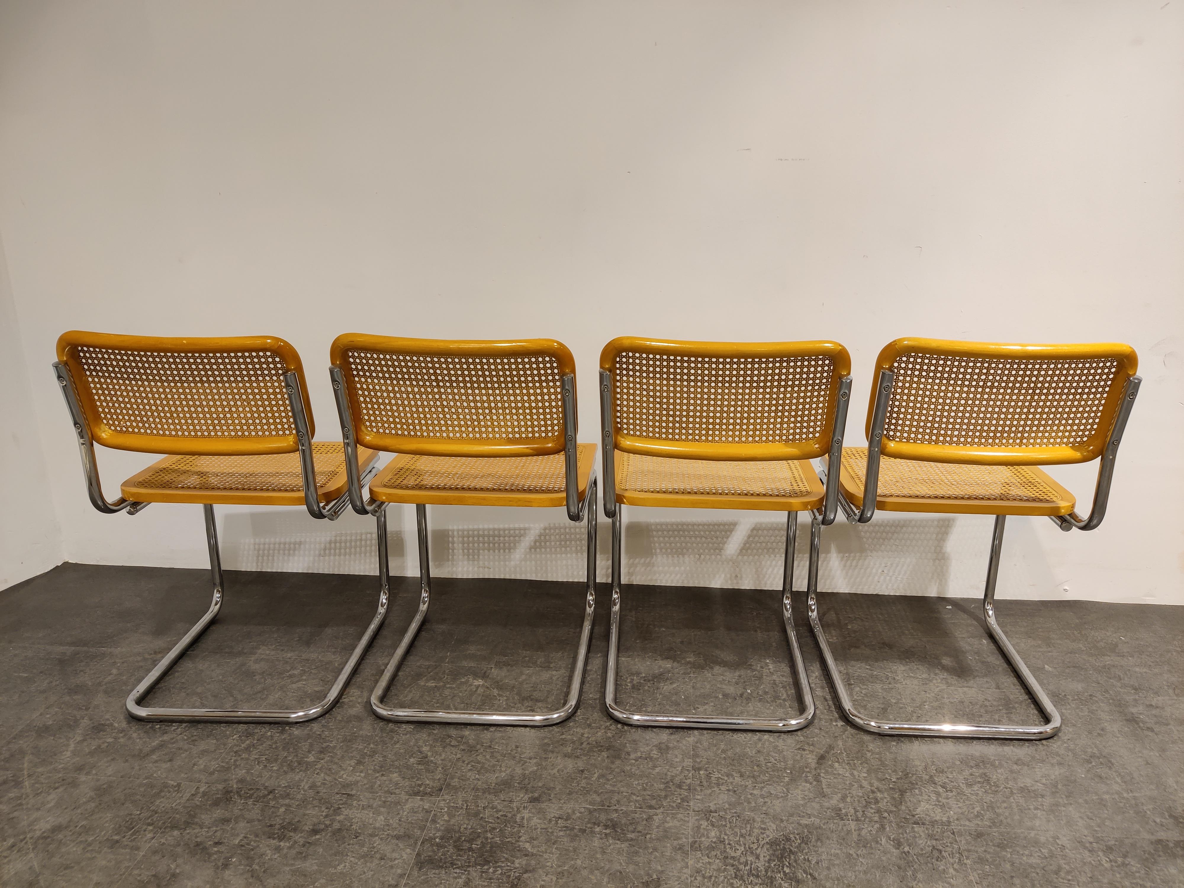 Set of 4 Vintage Marcel Breuer Style Cesca Chairs, Made in Italy, 1970s In Good Condition In HEVERLEE, BE