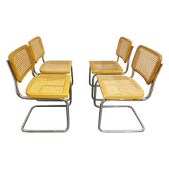 Ensemble de 4 chaises Cesca vintage de style Marcel Breuer:: fabriquées en Italie:: 1970