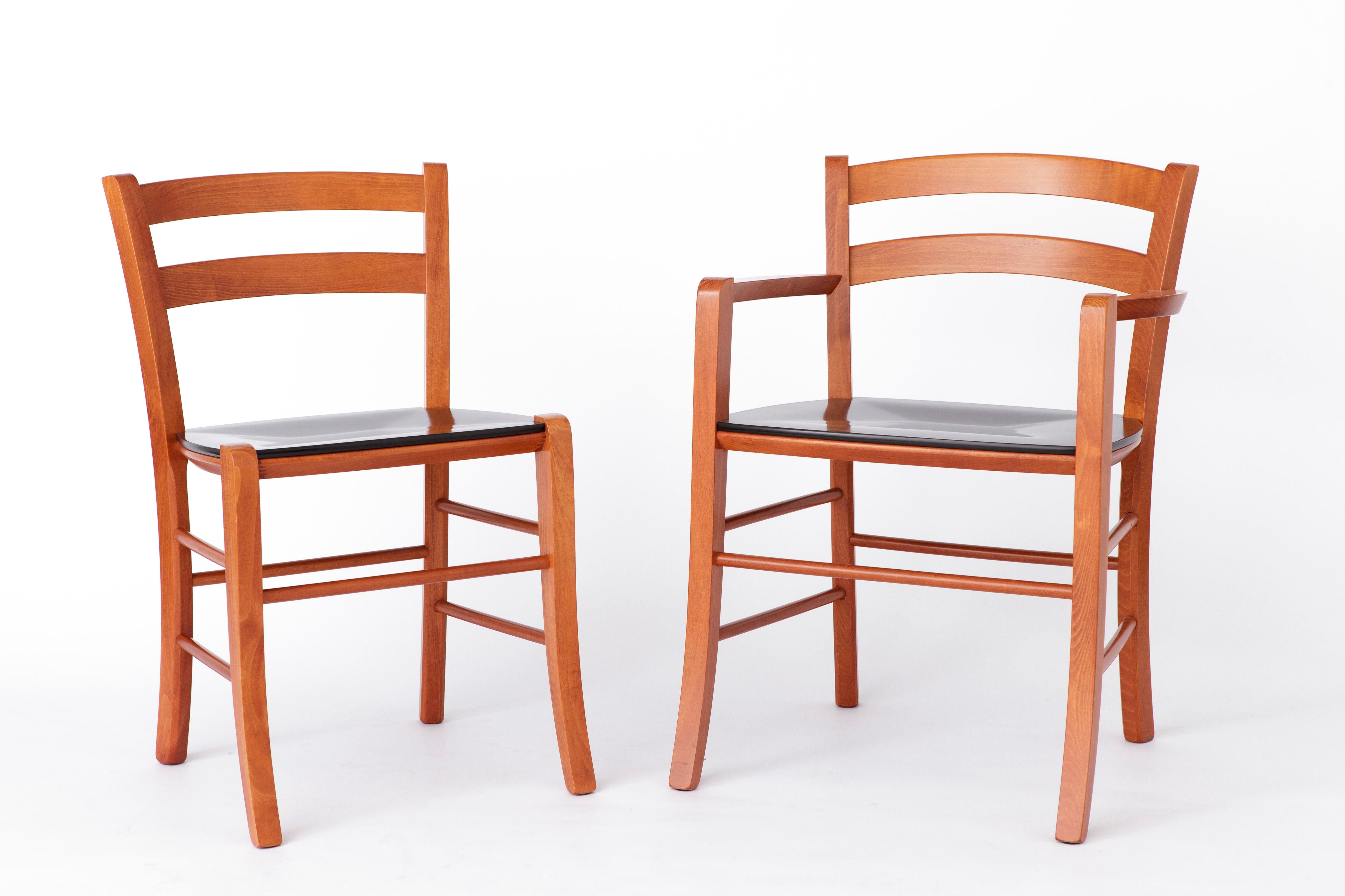 Mid-Century Modern Set of 4 vintage Marocca dining chairs by Vico Magistretti for DePadova, 1987 For Sale