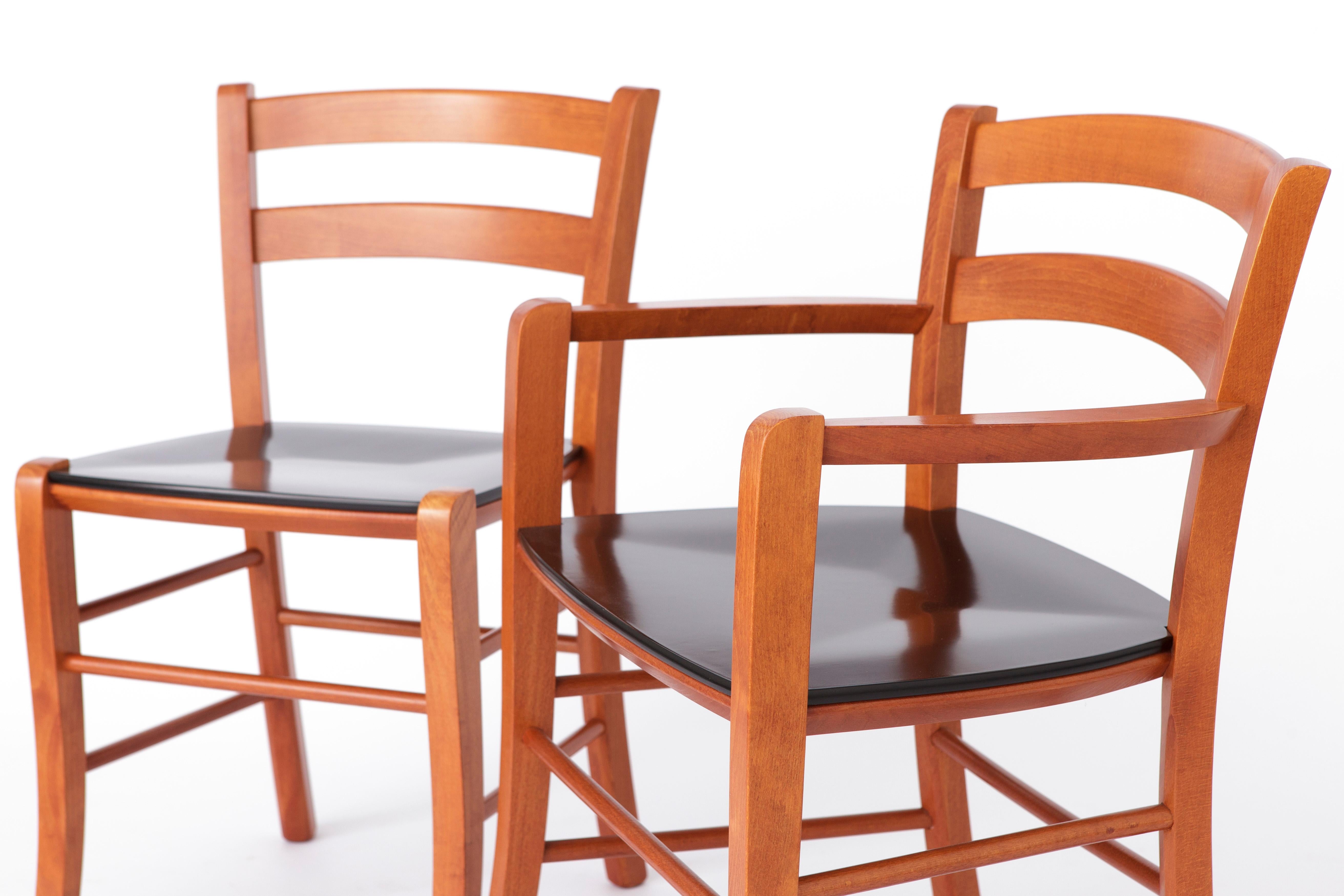 Teak Set of 4 vintage Marocca dining chairs by Vico Magistretti for DePadova, 1987 For Sale