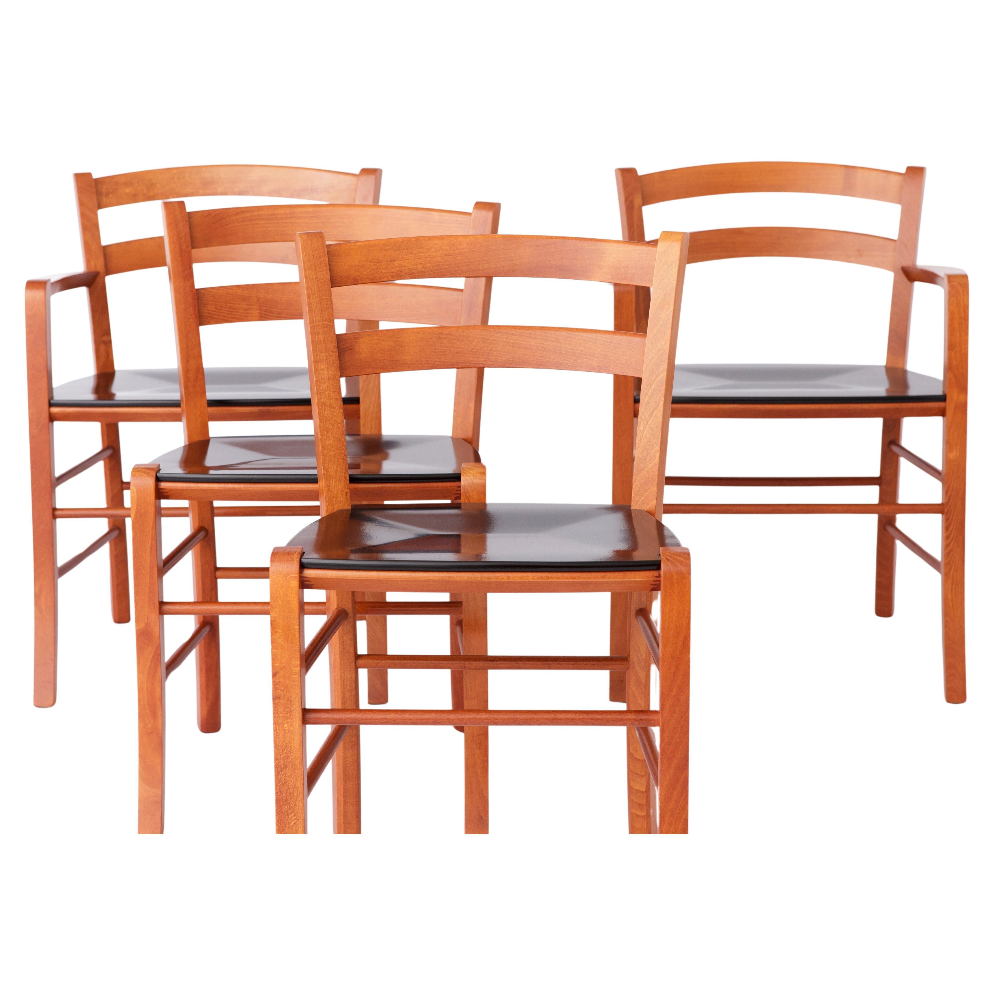 Set of 4 vintage Marocca dining chairs by Vico Magistretti for DePadova, 1987 For Sale