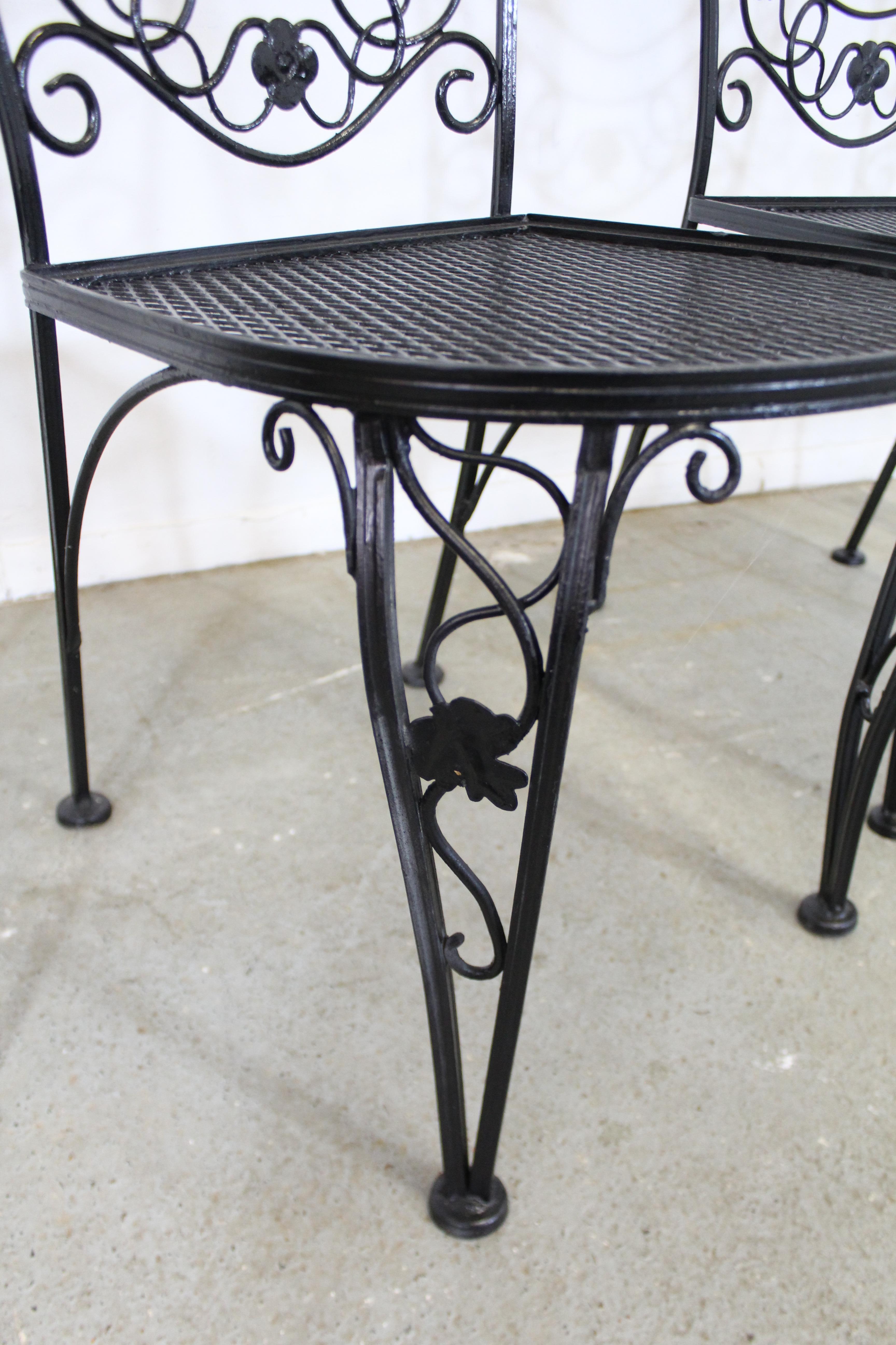 Set of 4 Vintage Meadowcraft Dogwood Wrought Iron Patio Dining Side Chairs 1