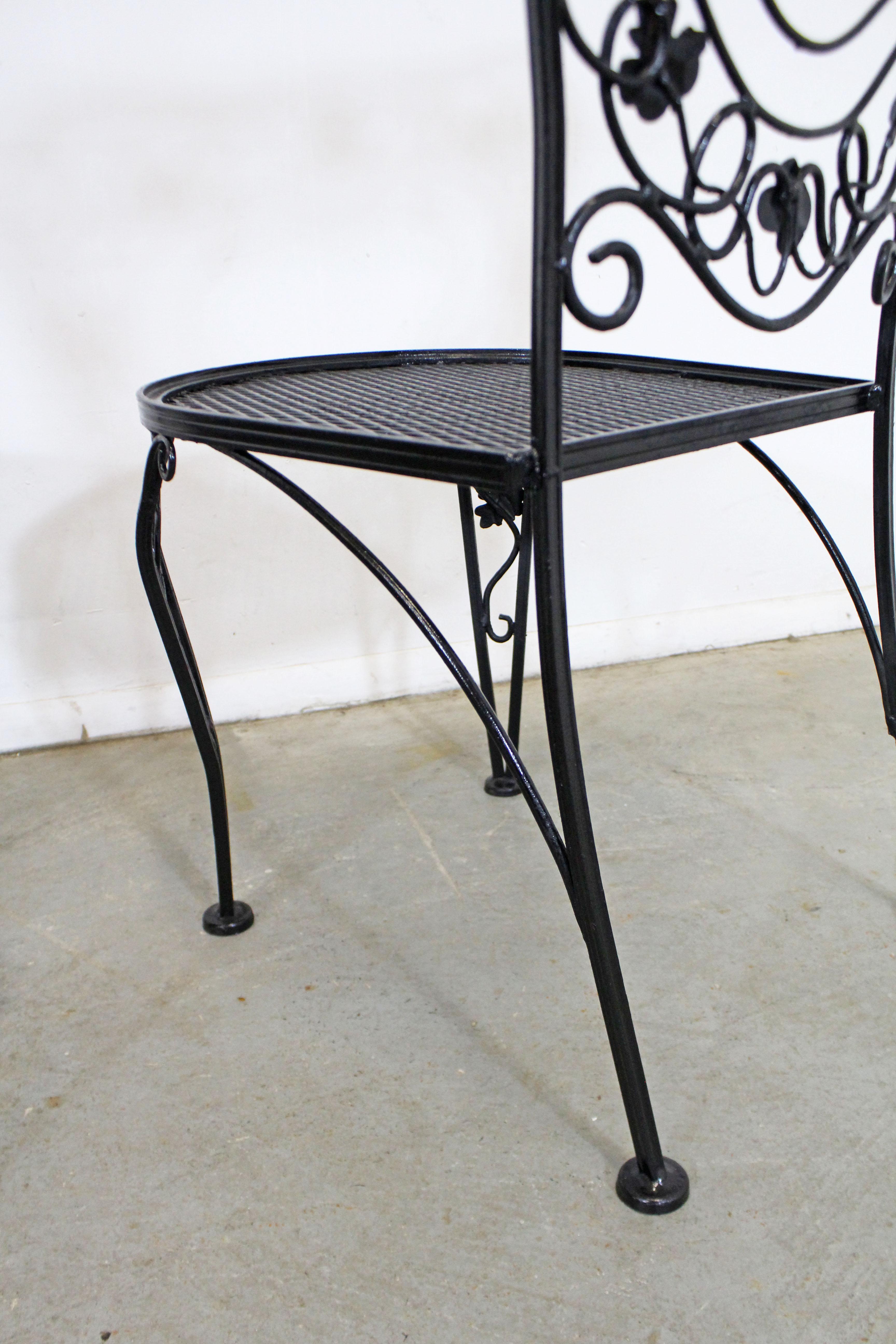 Set of 4 Vintage Meadowcraft Dogwood Wrought Iron Patio Dining Side Chairs 2