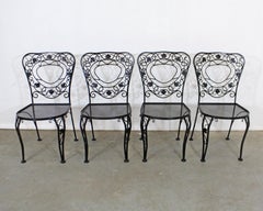 Set of 4 Vintage Meadowcraft Dogwood Wrought Iron Patio Dining Side Chairs